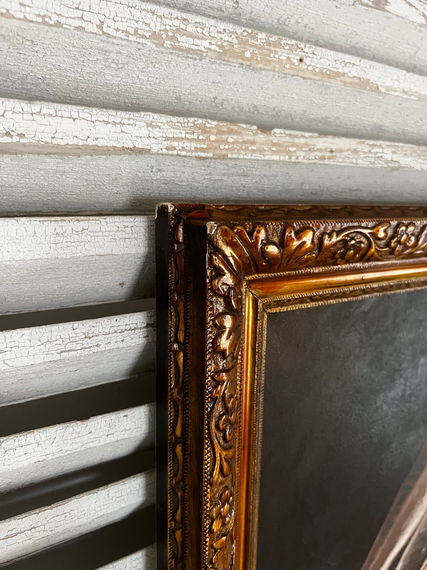 Large Vintage French Oil on Canvas Still Life Painting of Fish