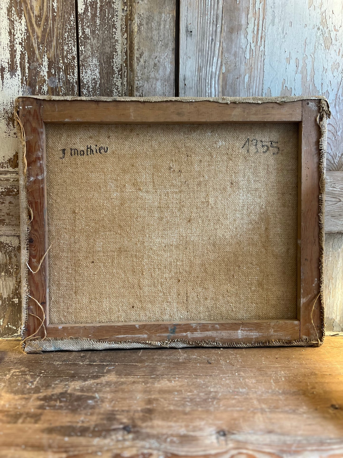 Cheese & Bread French Oil on Canvas Painting by J Mathieu 1955