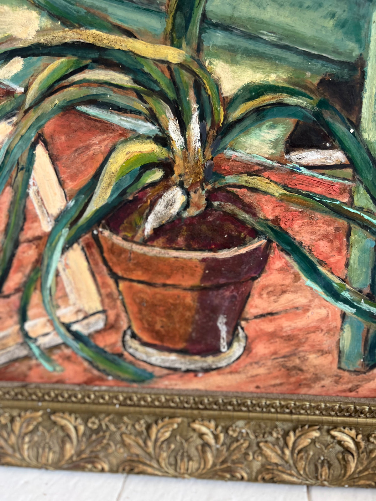 Large Framed French Still Life Oil Painting