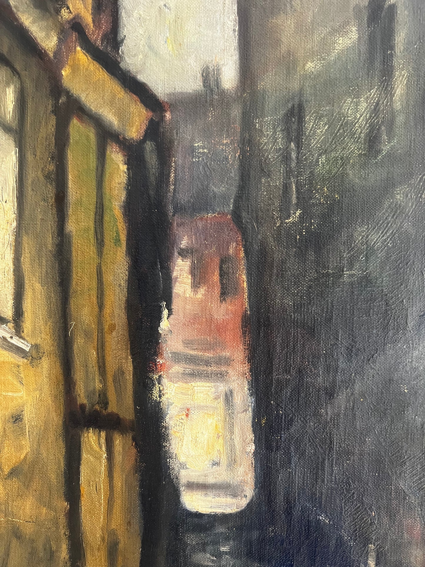 Large French Oil on Canvas Painting ‘Paris Alley’