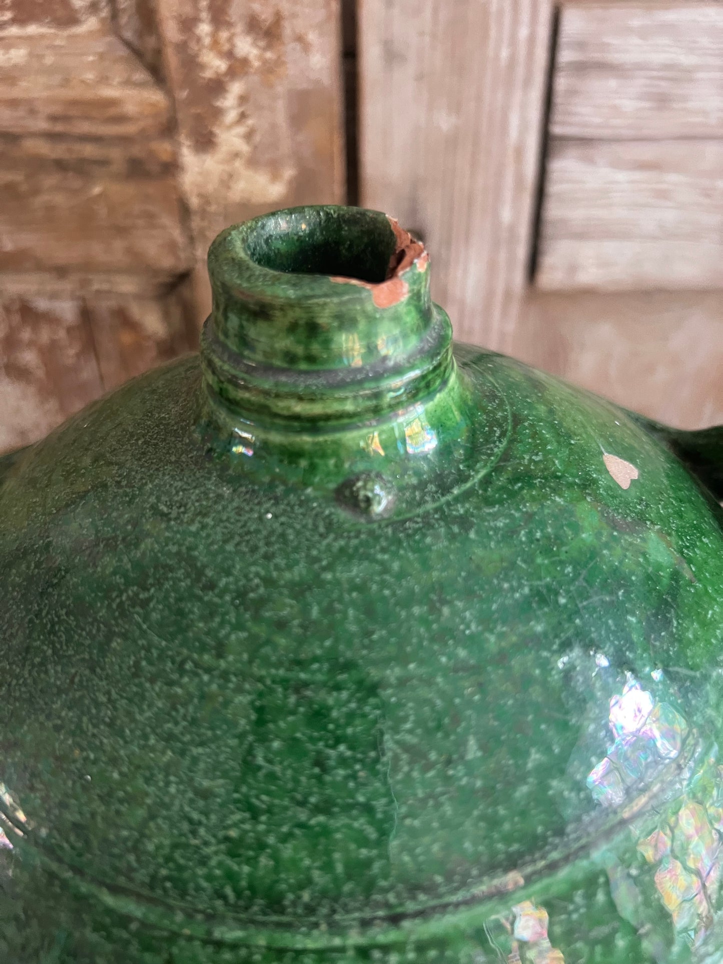 Rare French 19th Century Green Conscience Pot