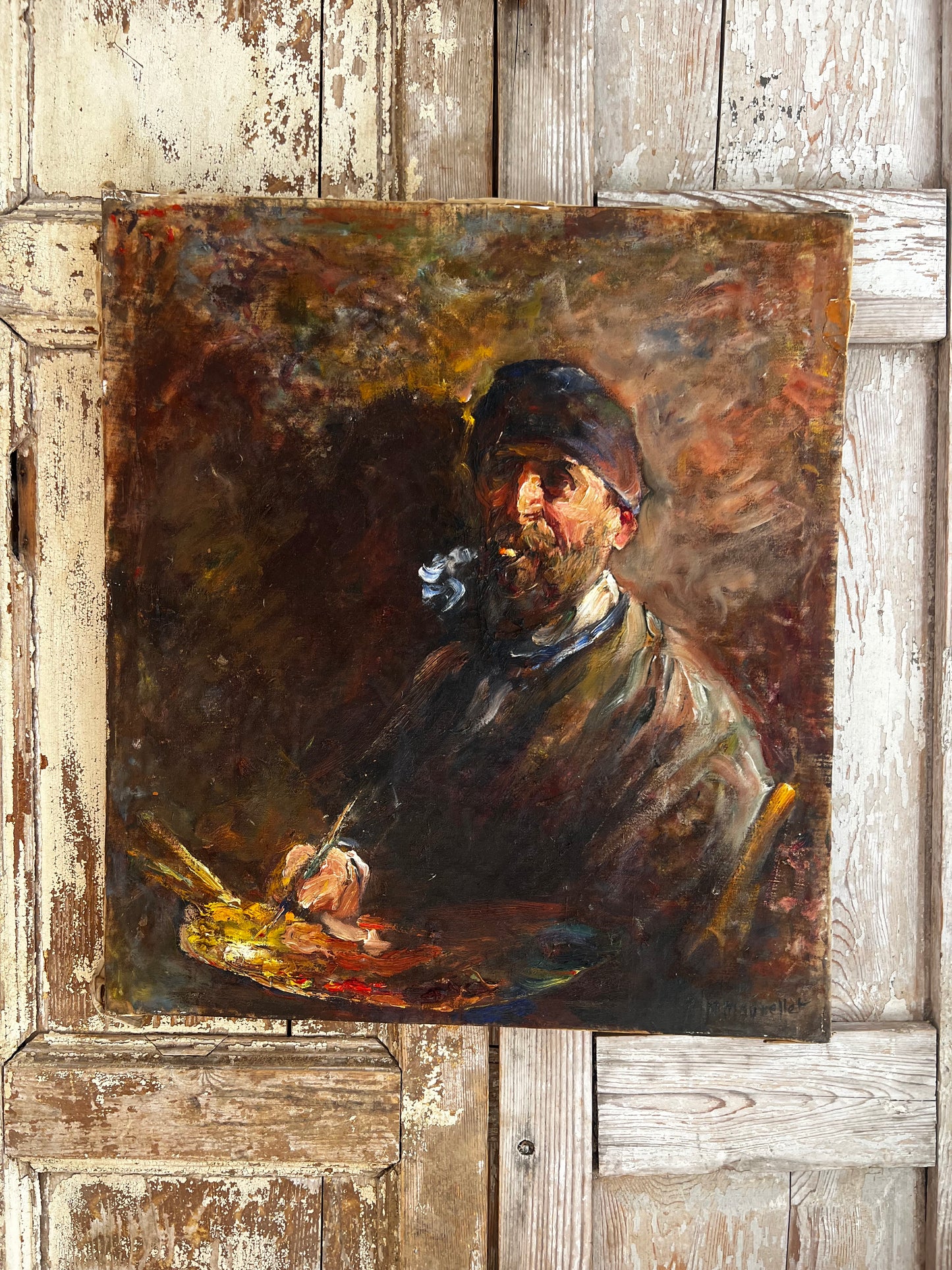 French Oil on Canvas Portrait of an Artist
