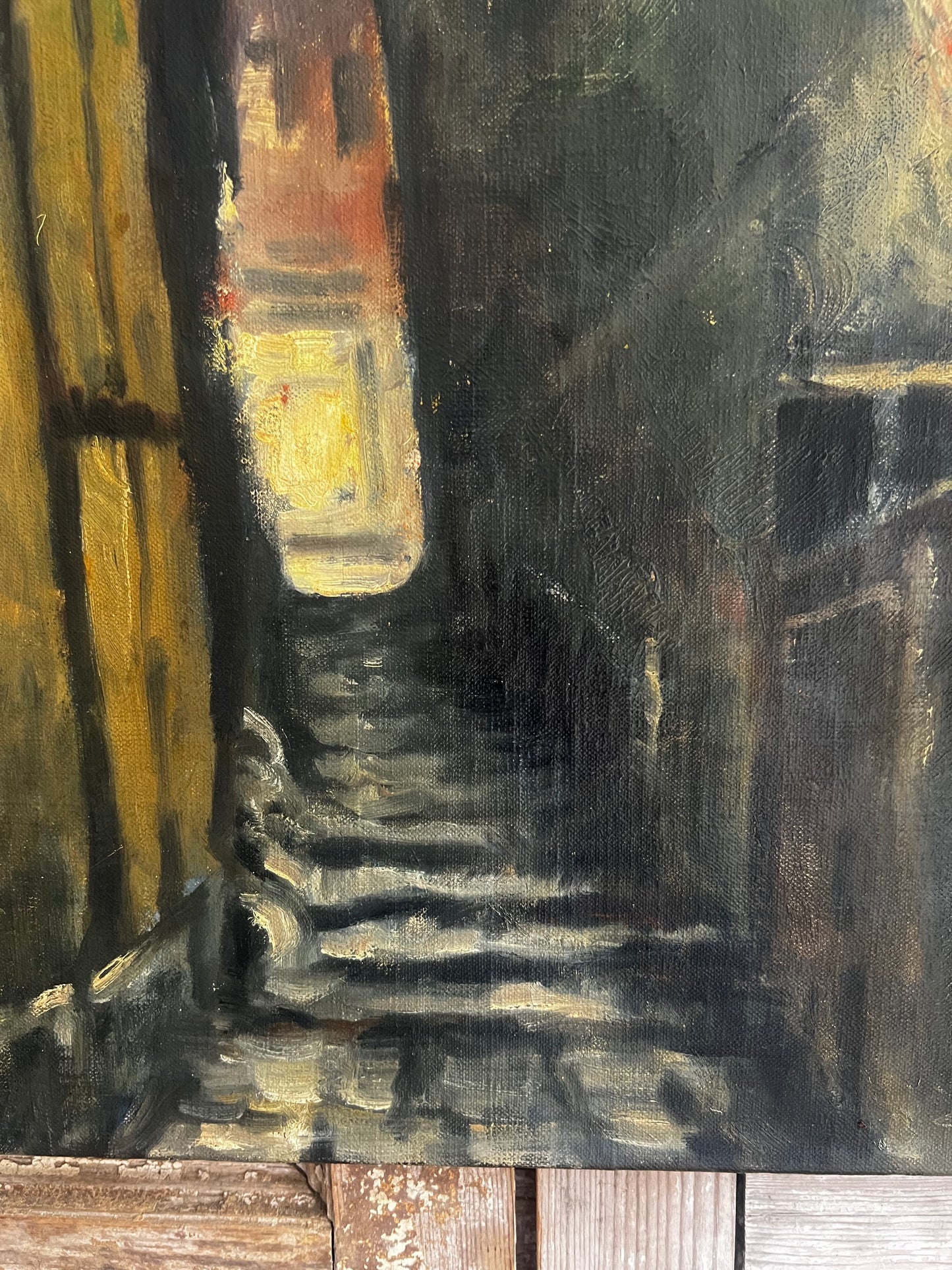 Large French Oil on Canvas Painting ‘Paris Alley’