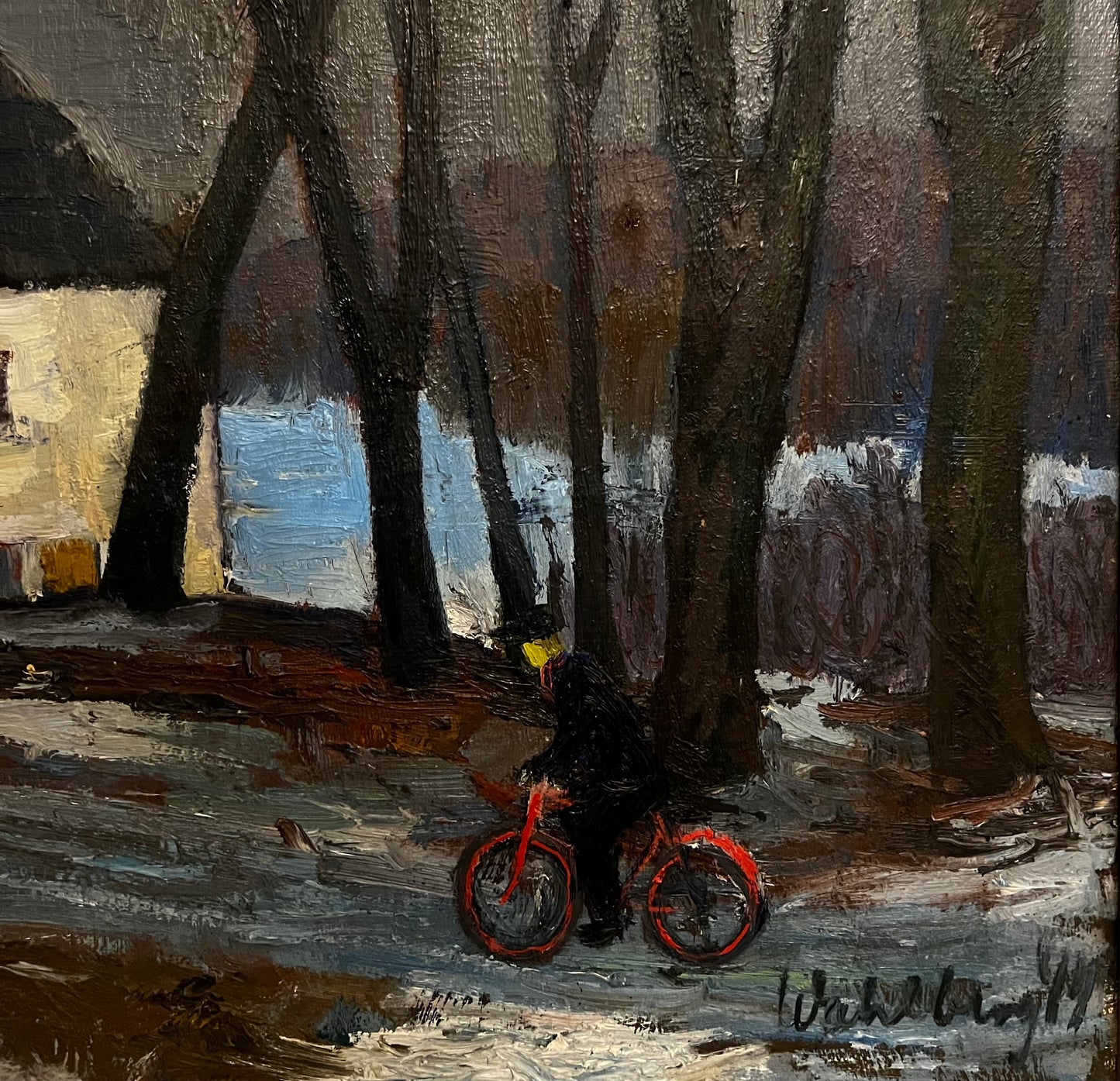 Large Framed Swedish Oil on Canvas Mid Century Painting