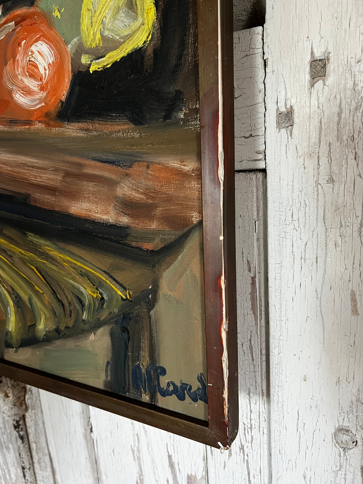 Large Vintage French Still Life Oil Painting on Canvas