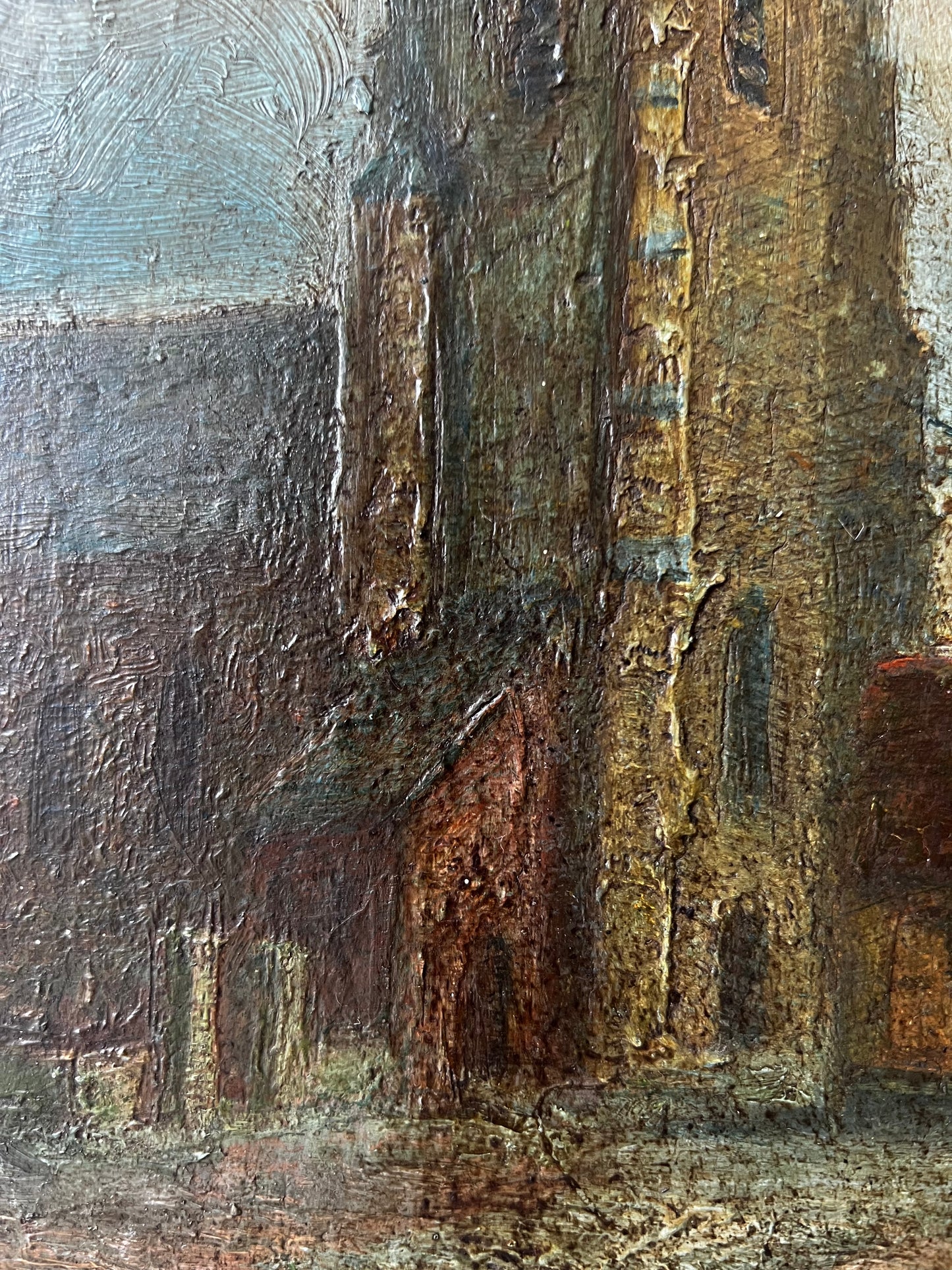 RESERVED Antique French Dark Oil Painting 1893