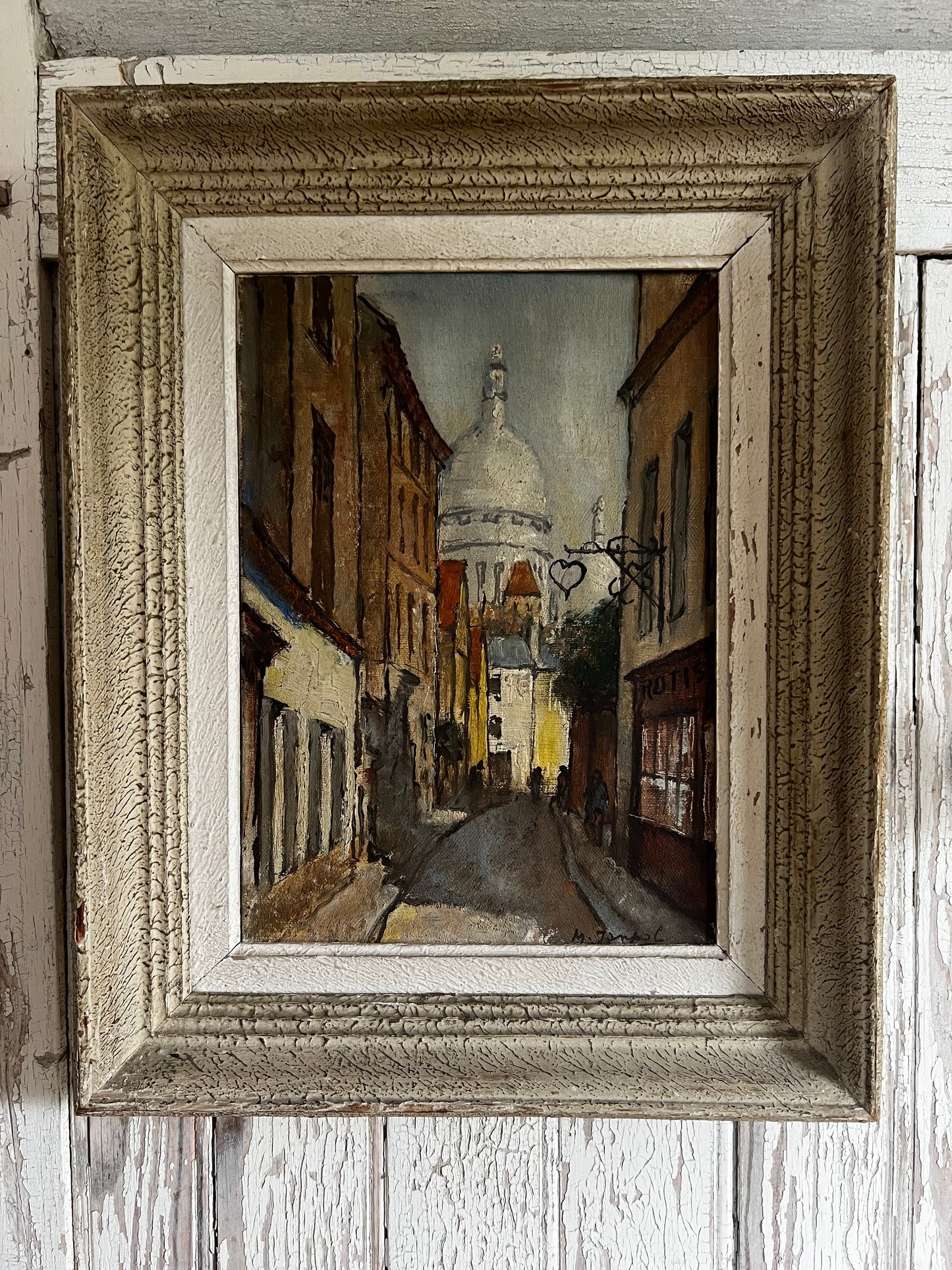 Framed Parisian Oil on Canvas Painting