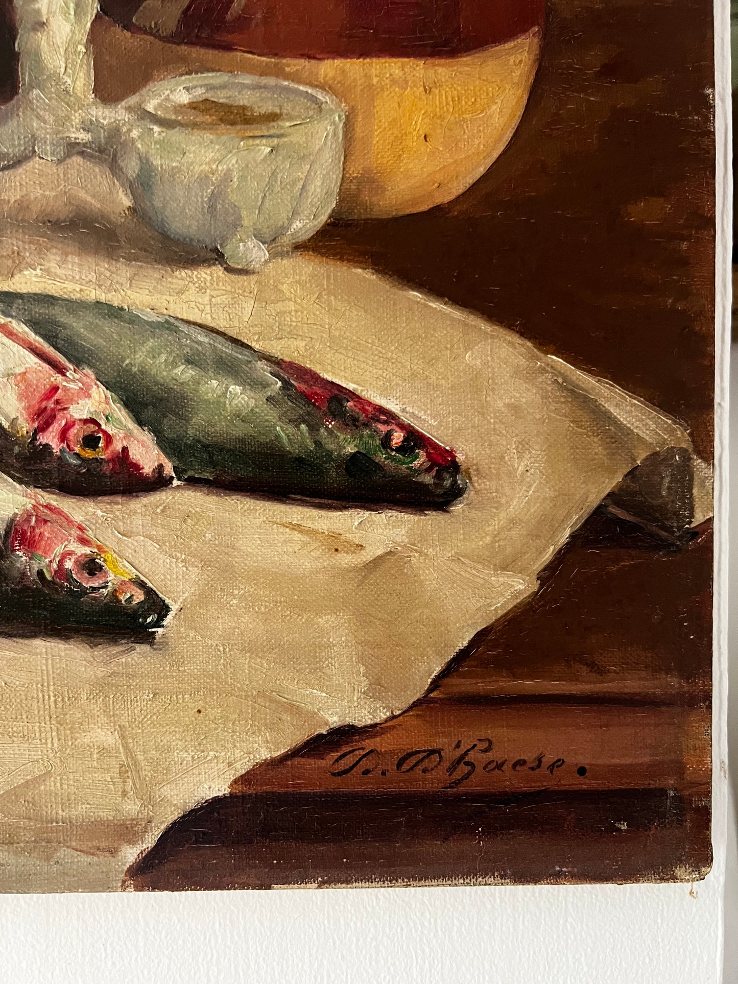 Stunning French Still Life Sardines Oil Painting on Canvas