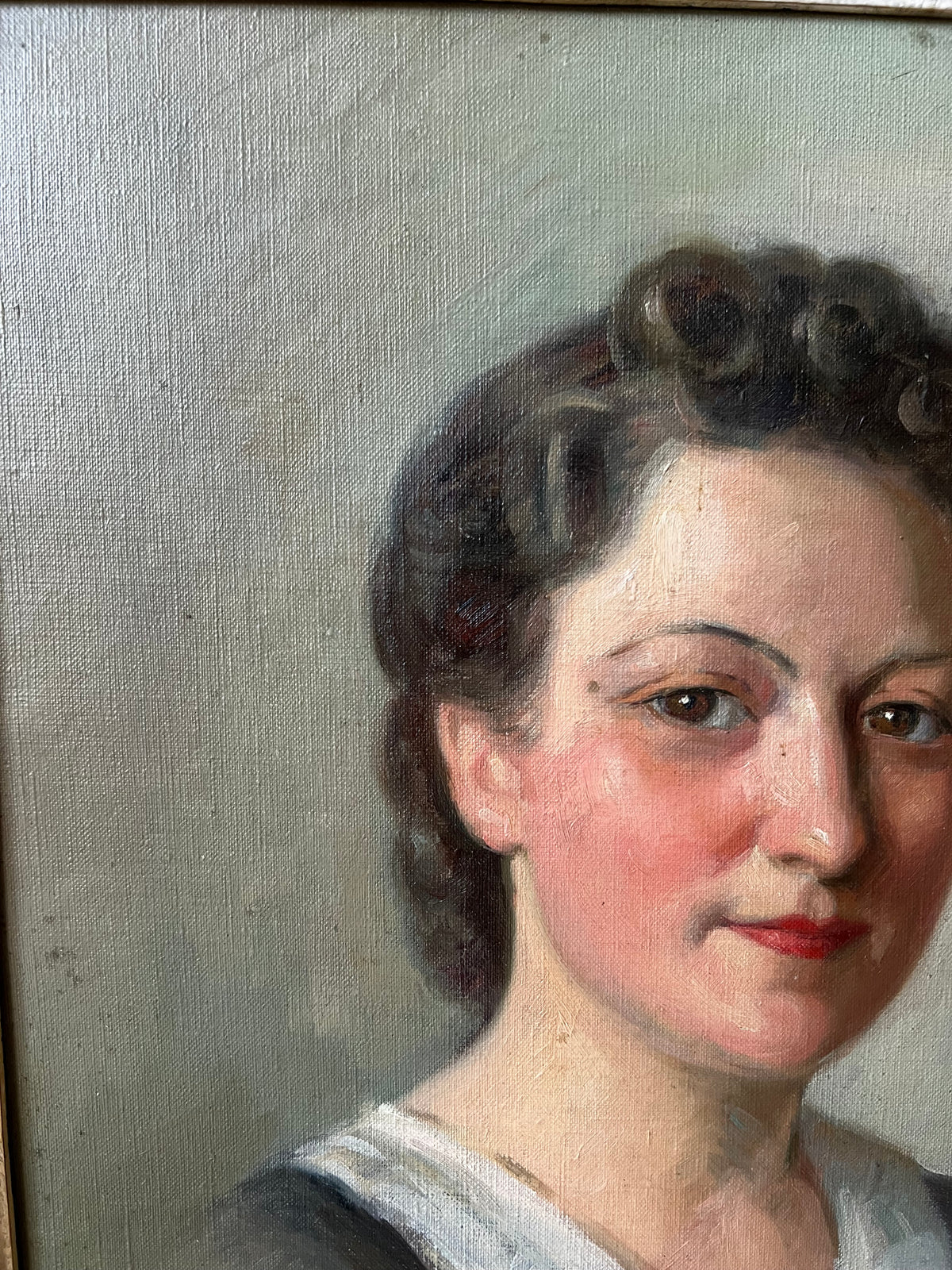 Beautiful French Oil on Canvas Portrait Painting