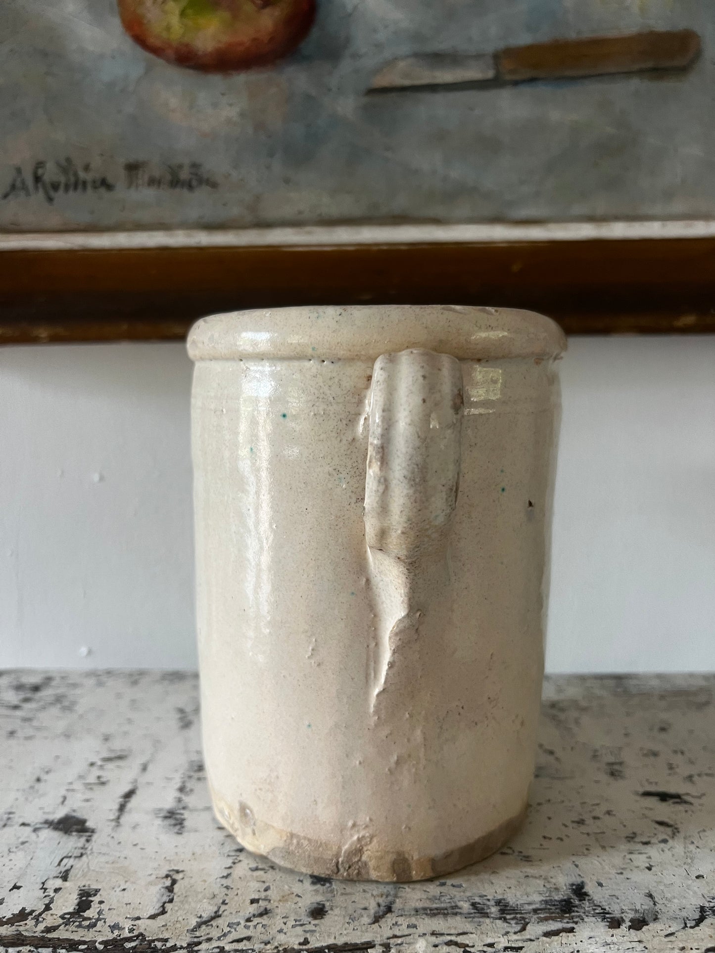 Rare Small Size Italian Antique Confit or Sardine Pot