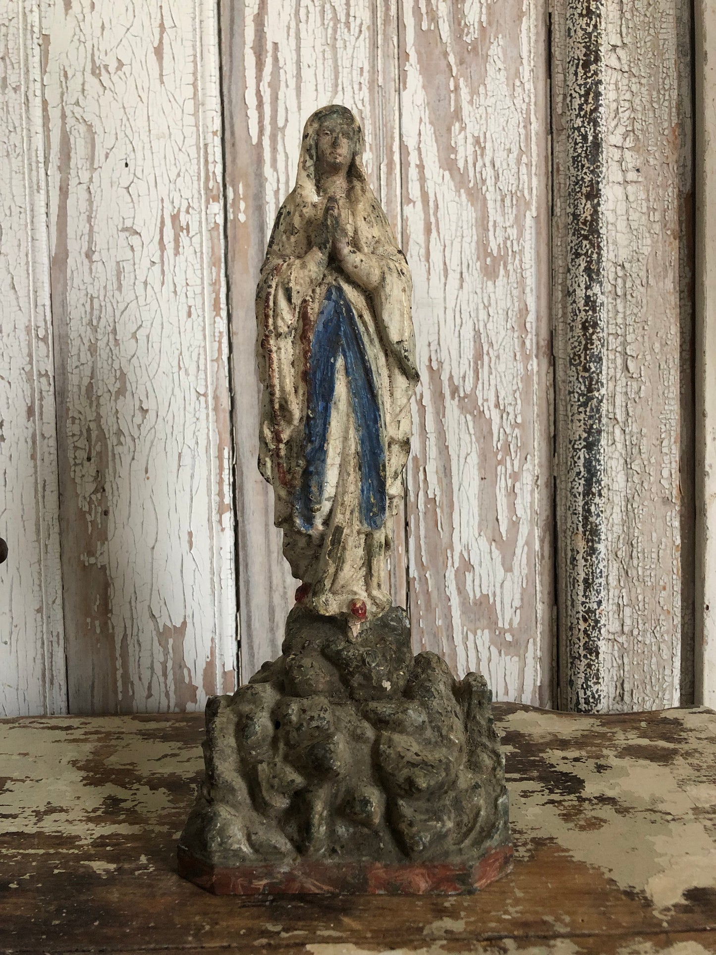 Very unusual rare French metal Madonna figure