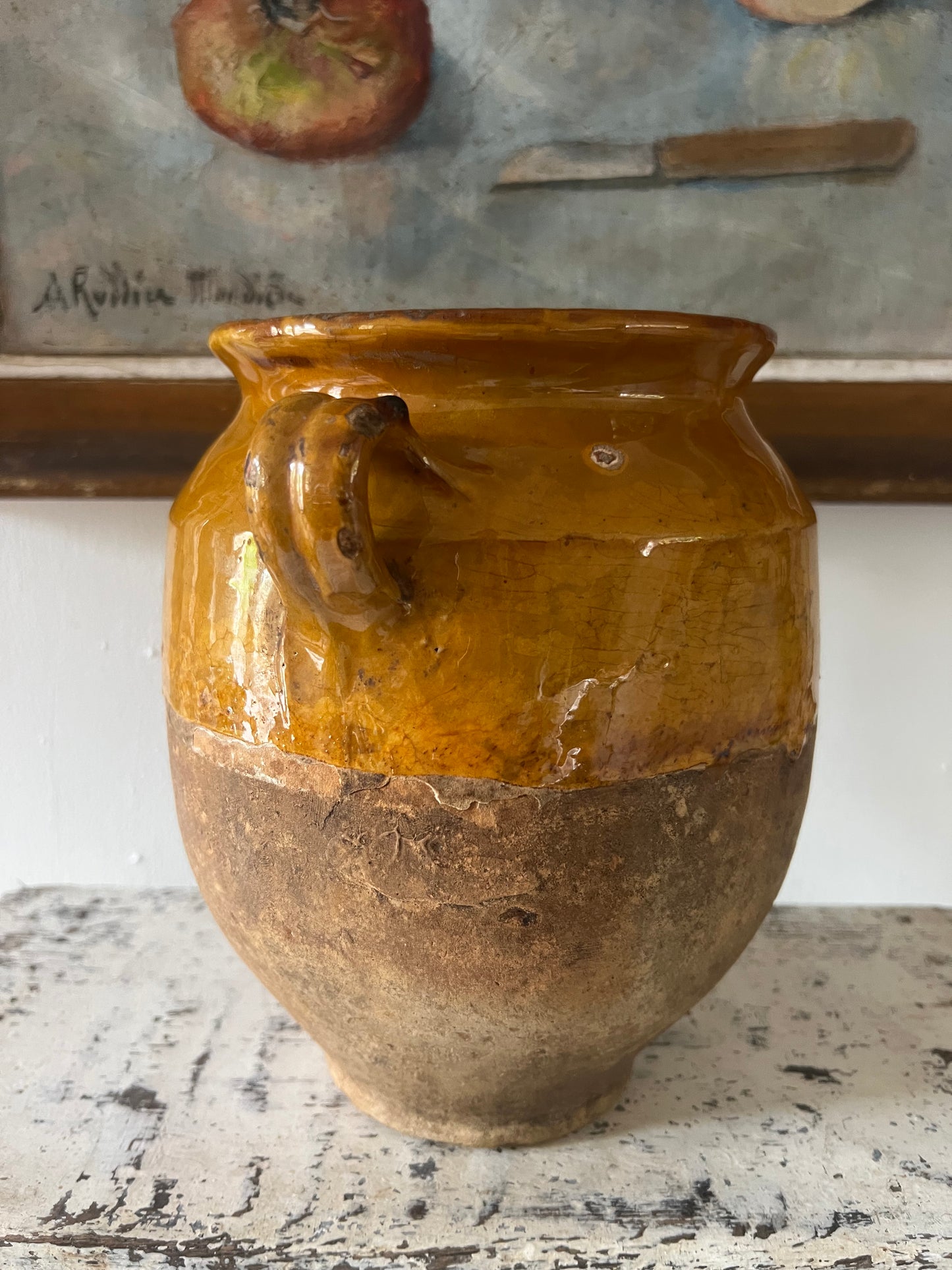 French Antique Confit Pot with gorgeous glaze