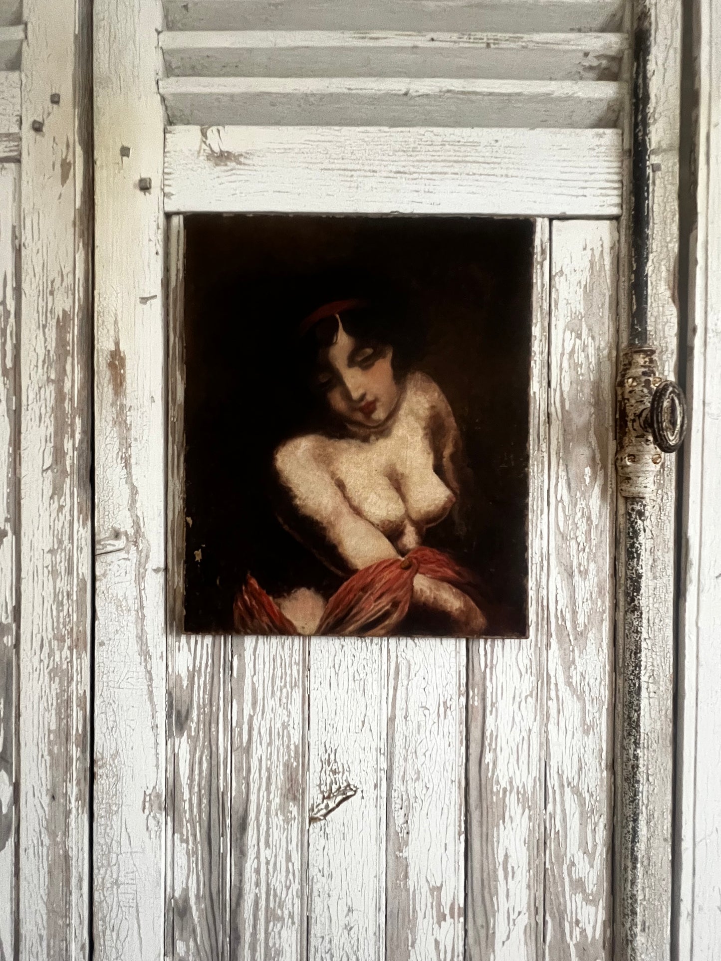 French Female Portrait Oil on Canvas Painting