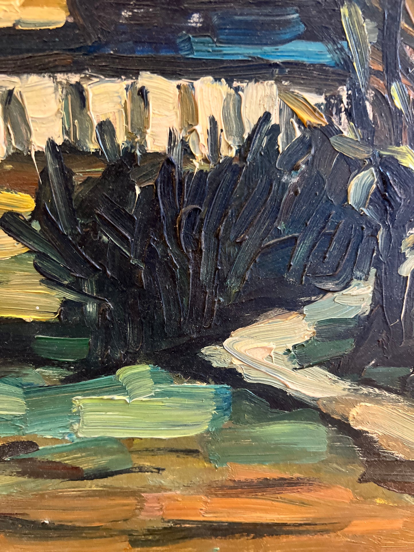 Dark French Impasto Landscape Painting