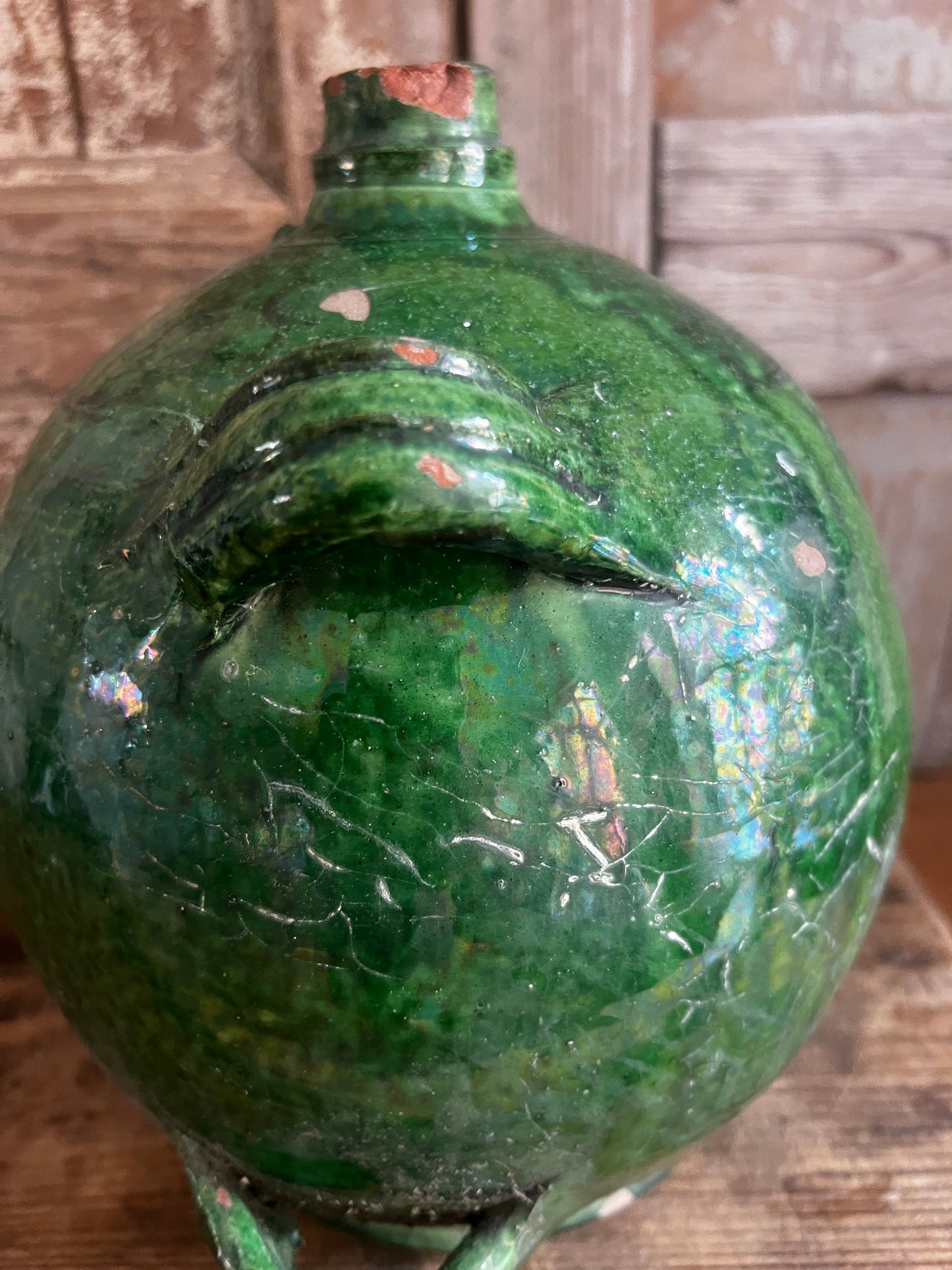 Rare French 19th Century Green Conscience Pot