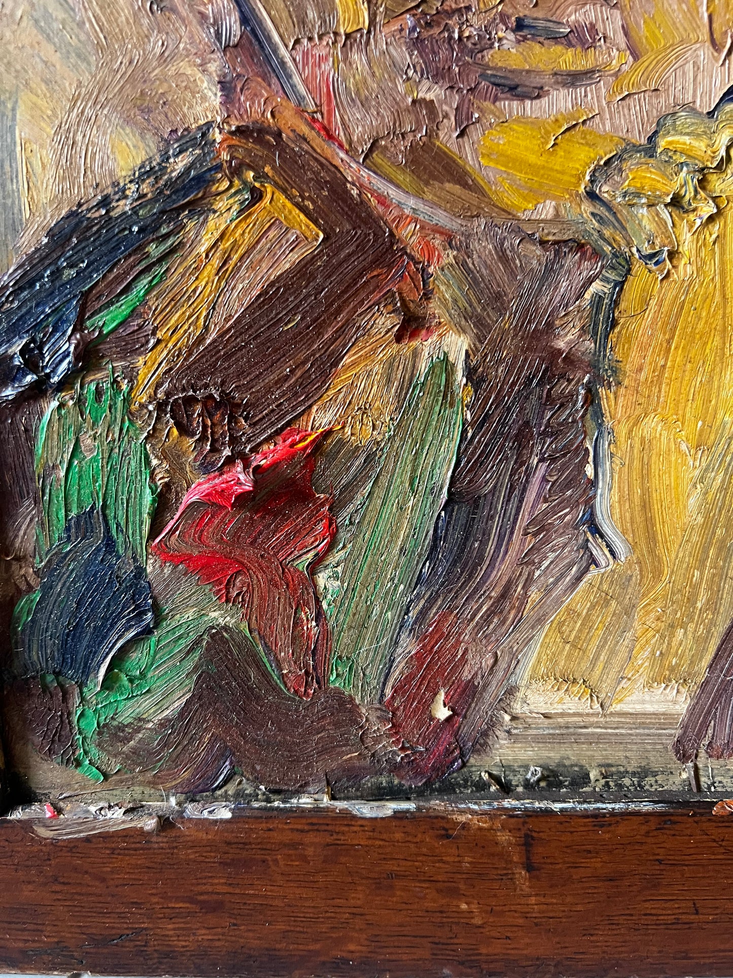 Mid Century Expressionist Female Portrait thick impasto Painting