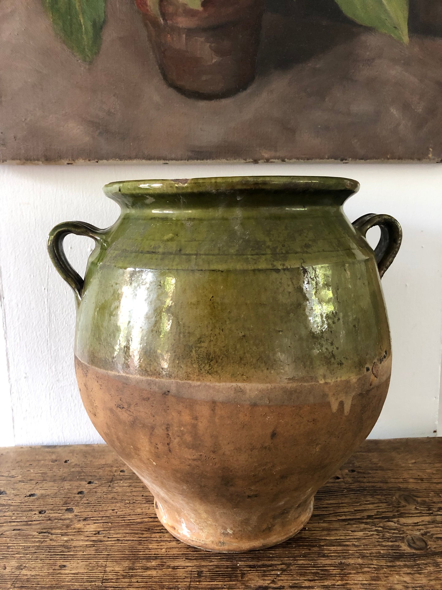 Large green French Confit Pot