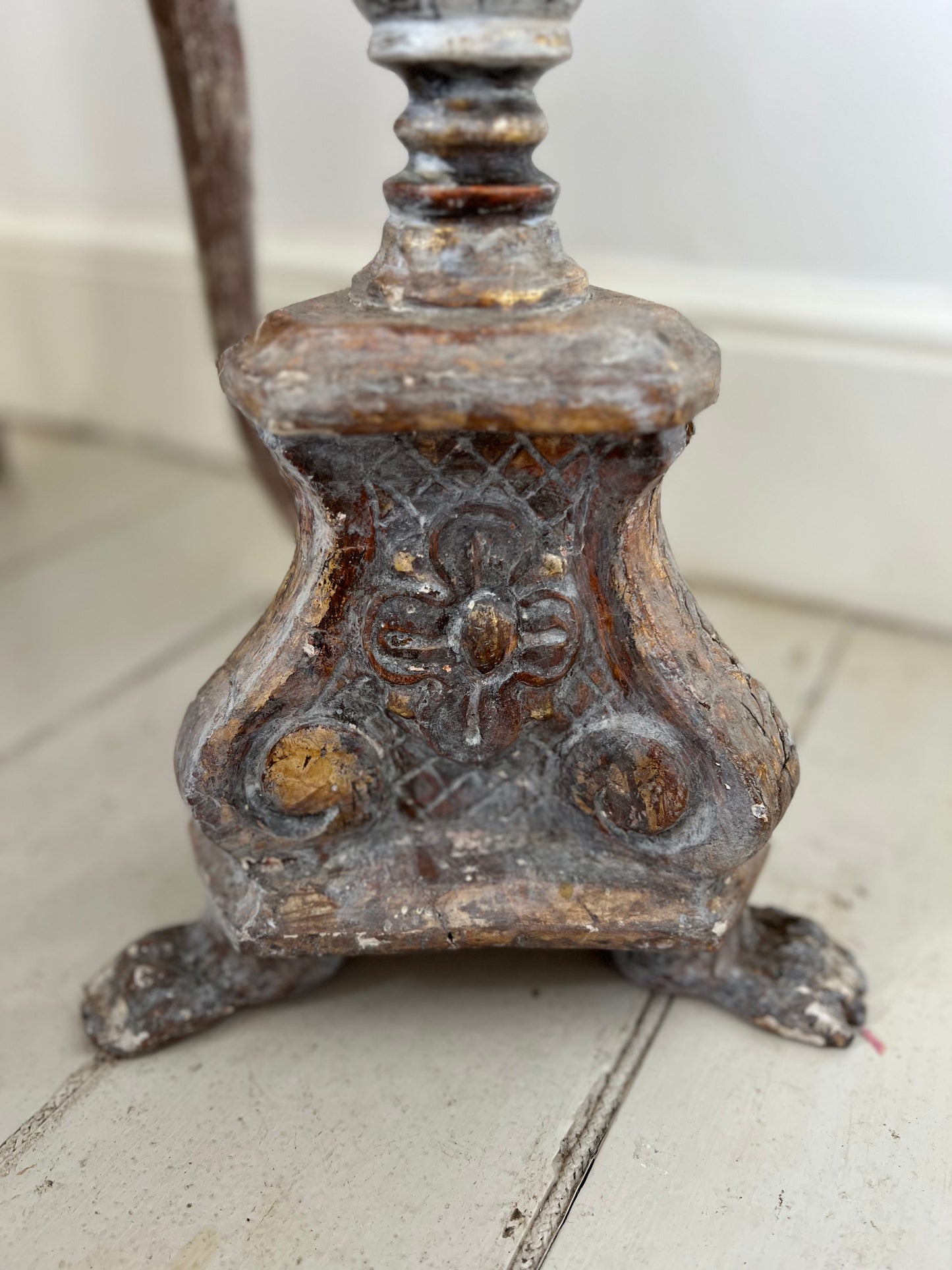 French Antique 19th Century wooden Candlestick