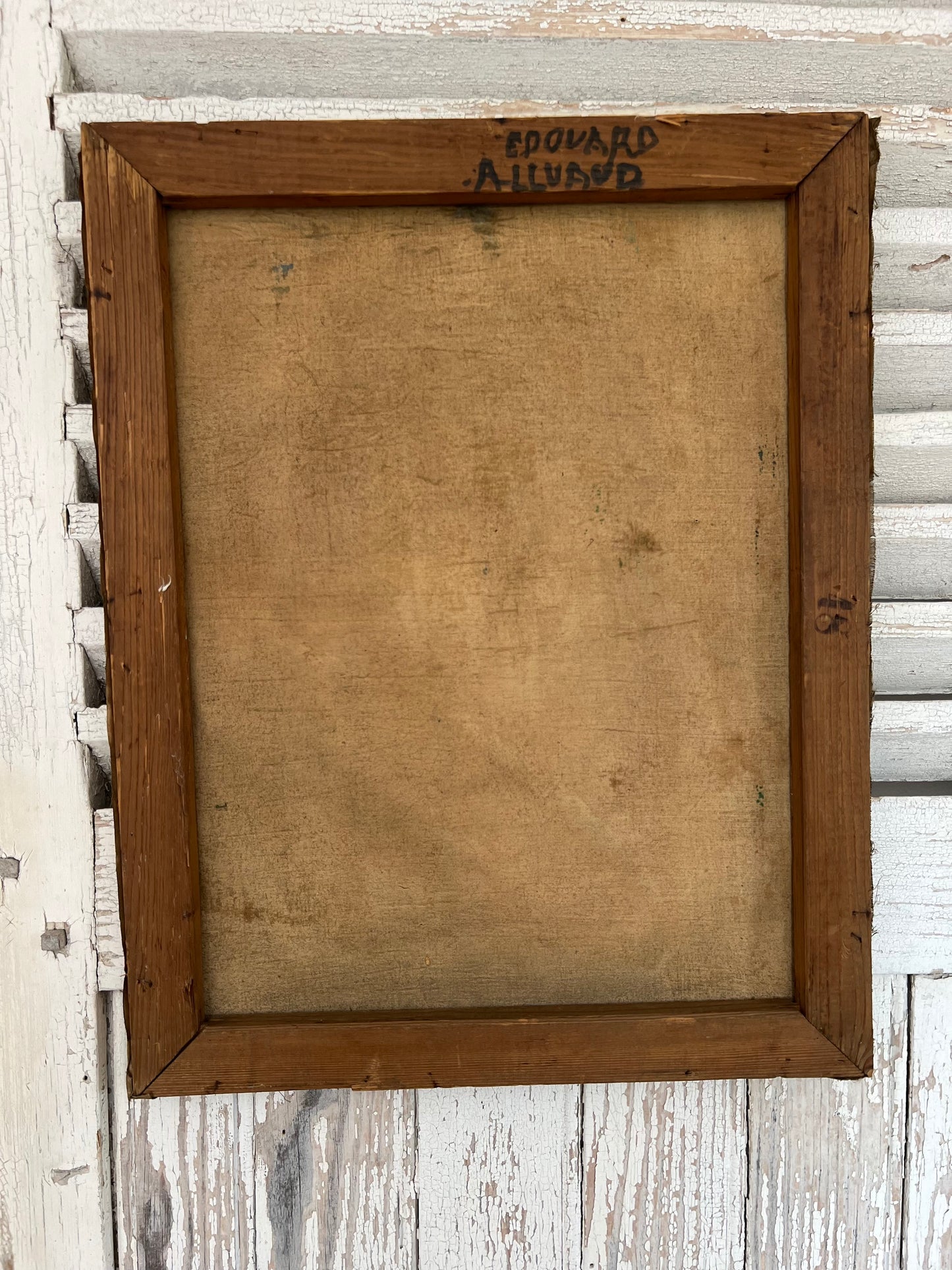 French Oil on Canvas Painting by Edouard Alluaud 1930’s ‘Viaduct Cottages’