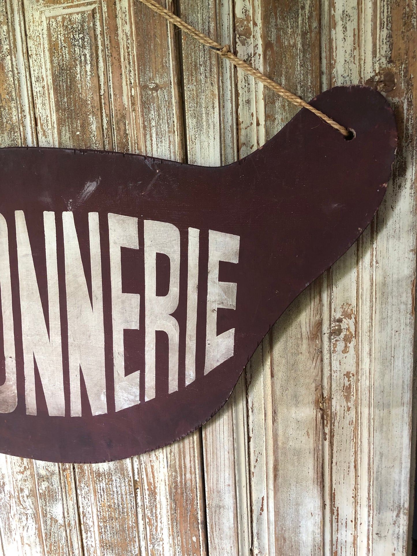 Vintage French wooden Shoe Repair or Cobbler sign