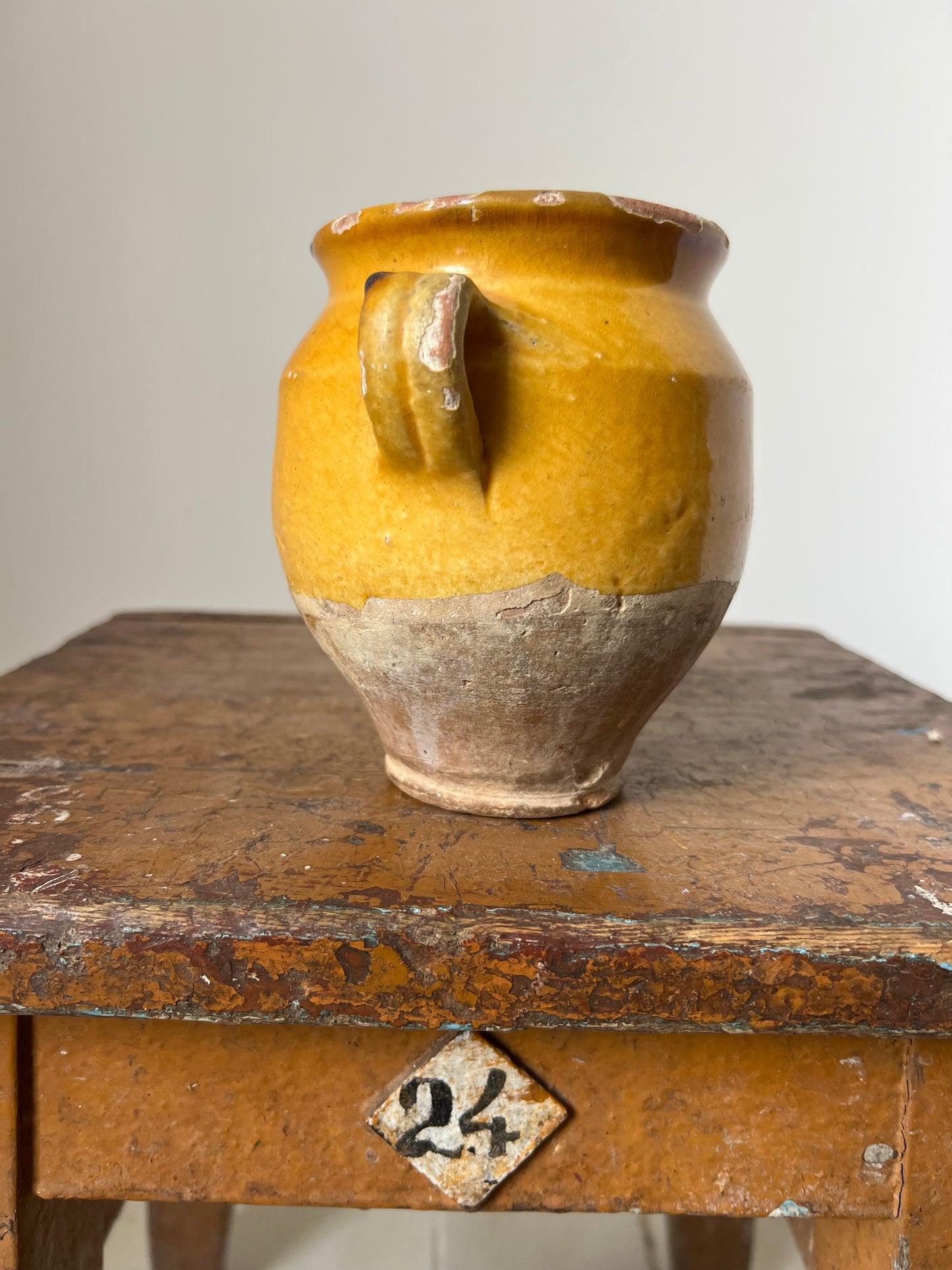 Tiny Rare Size French Antique Confit Pot