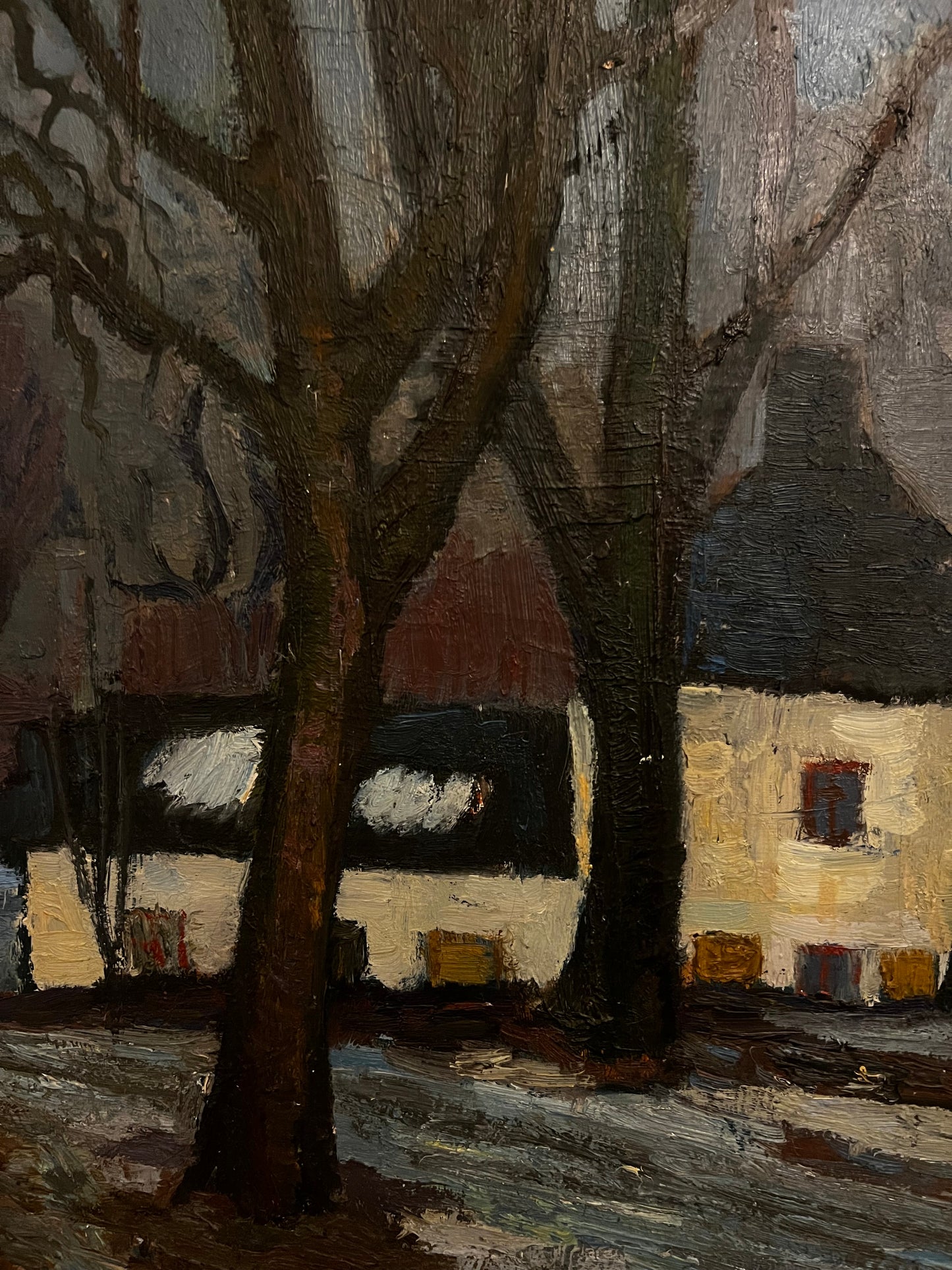 Large Framed Swedish Oil on Canvas Mid Century Painting