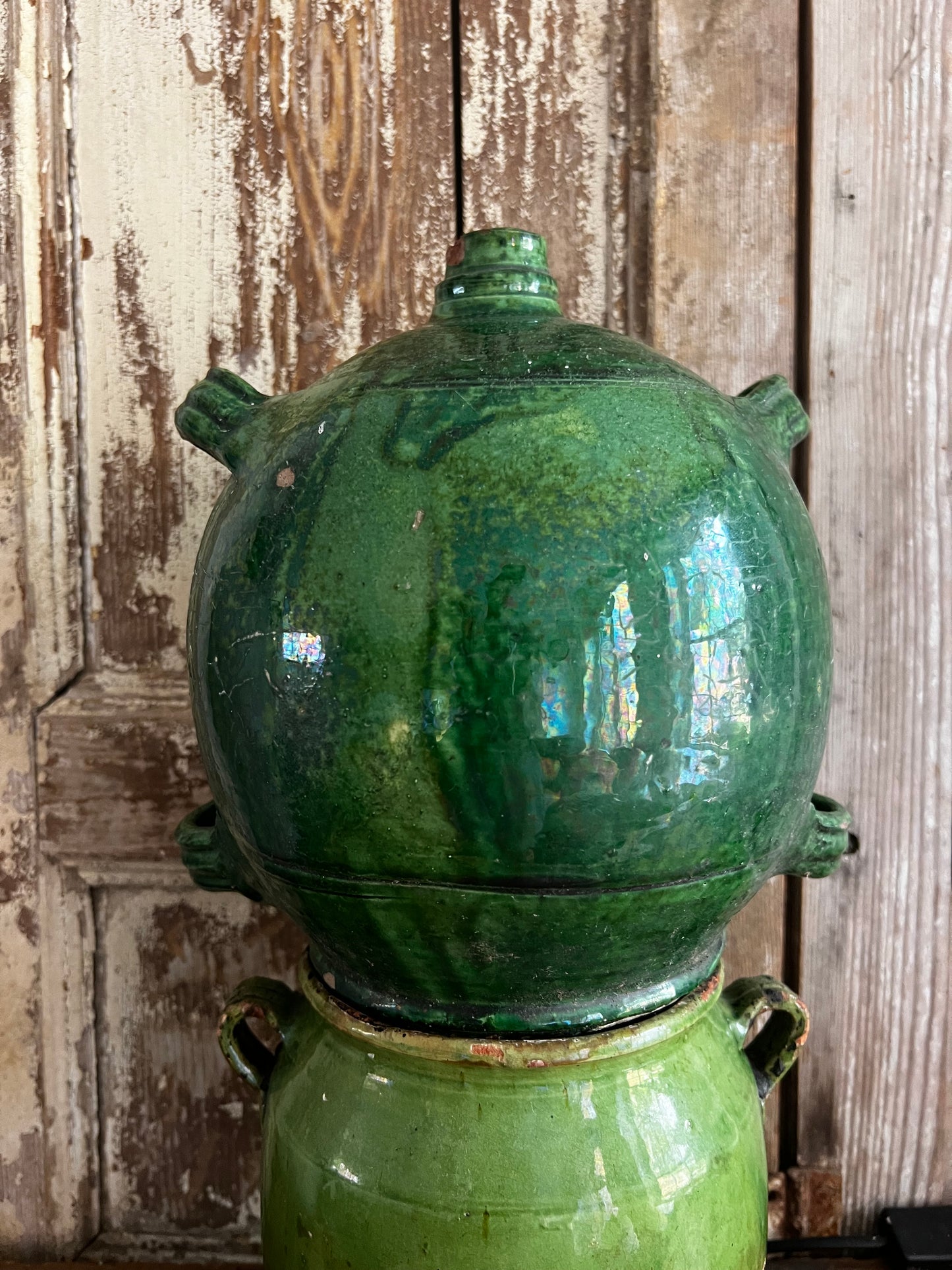 Rare French 19th Century Green Conscience Pot