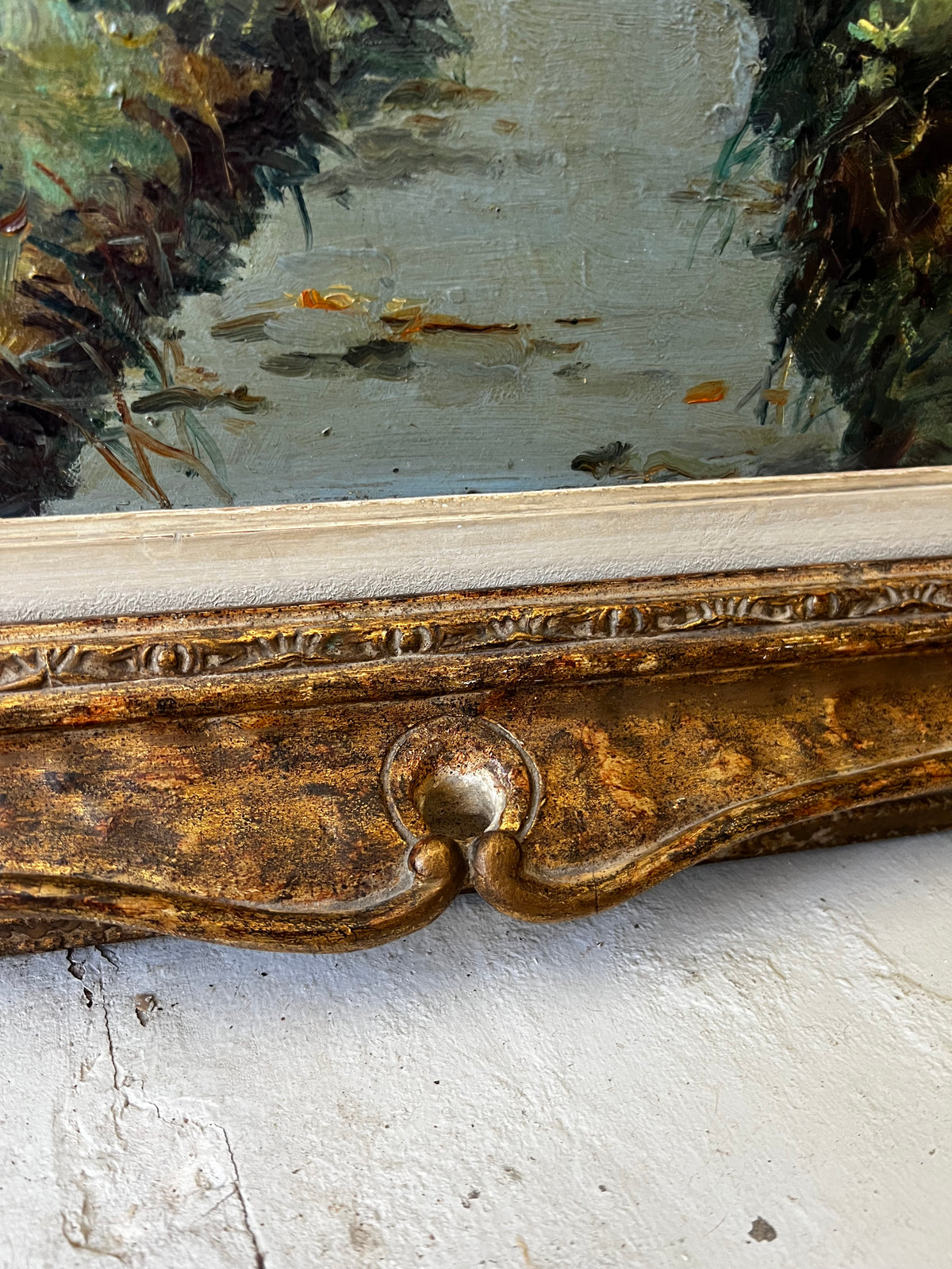 Large Belgian Landscape Oil Painting in beautiful frame