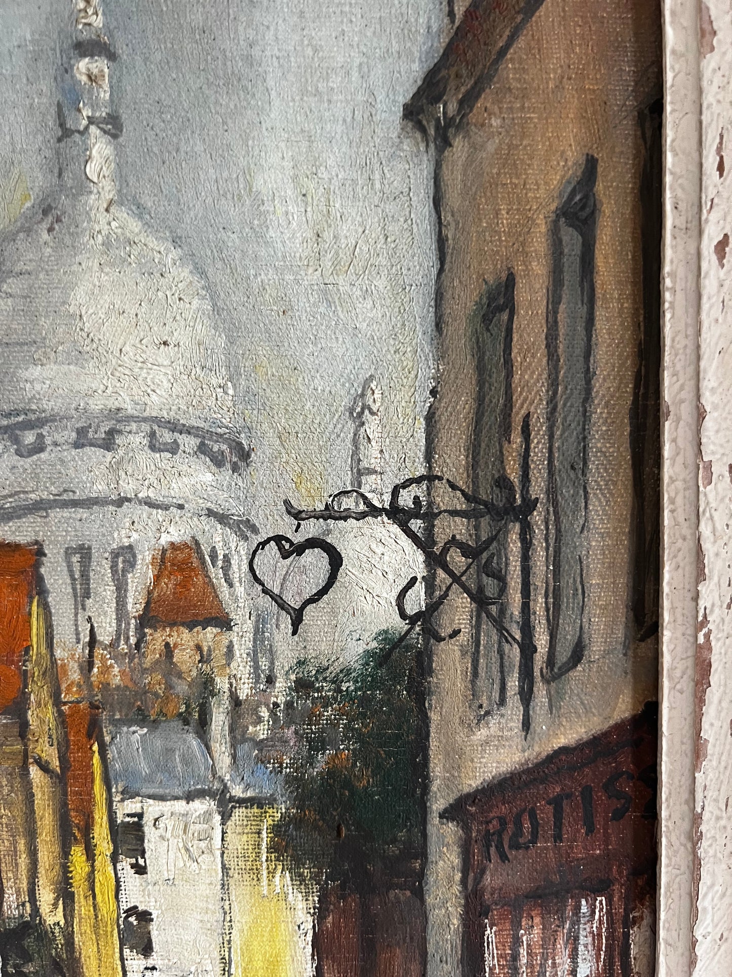Framed Parisian Oil on Canvas Painting