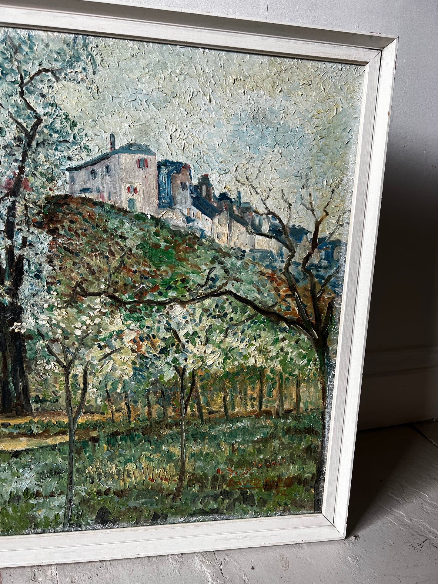 Large Vintage French Mid Century Landscape Oil Painting ‘ Spring ‘