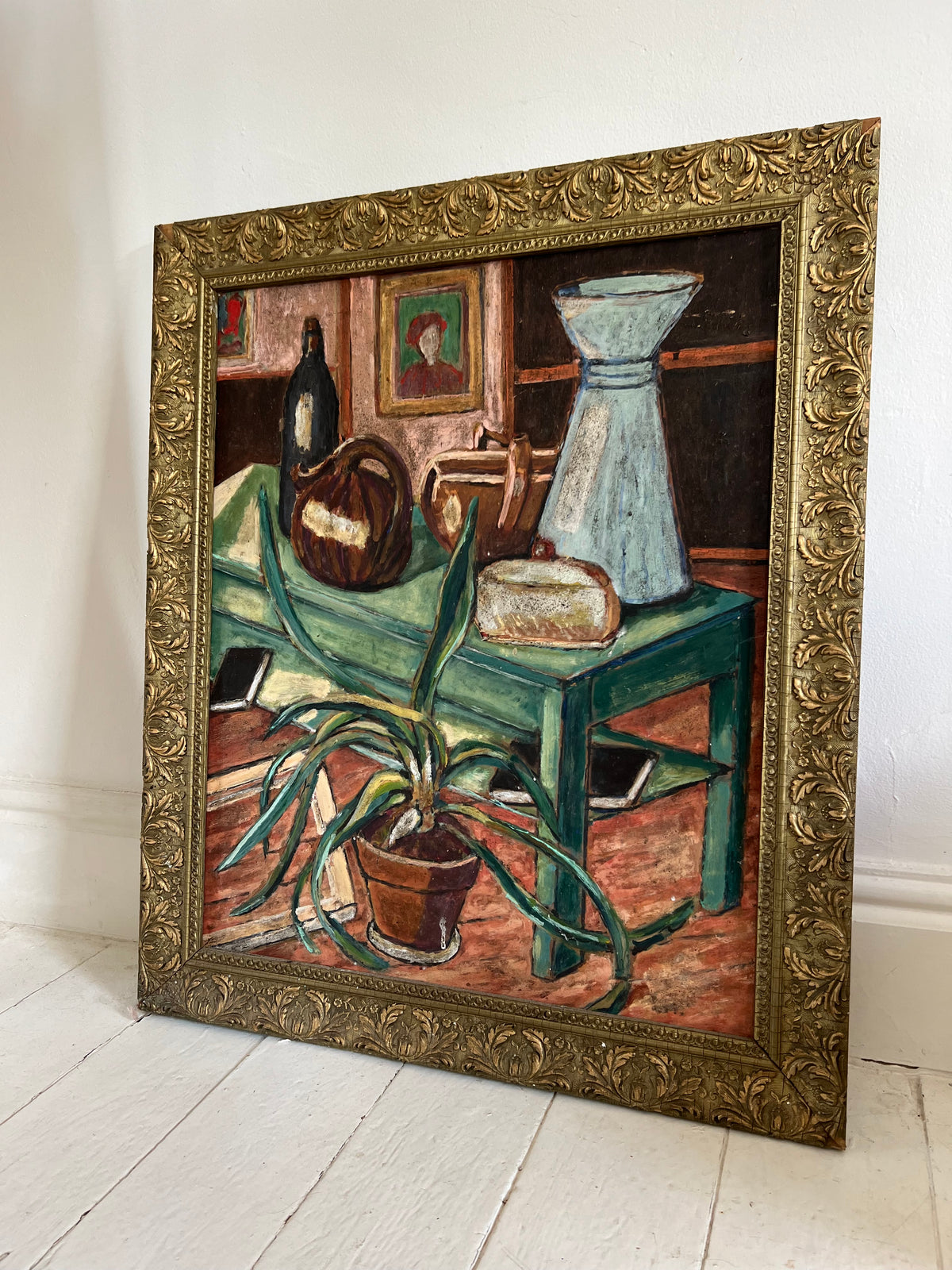 Large Framed French Still Life Oil Painting
