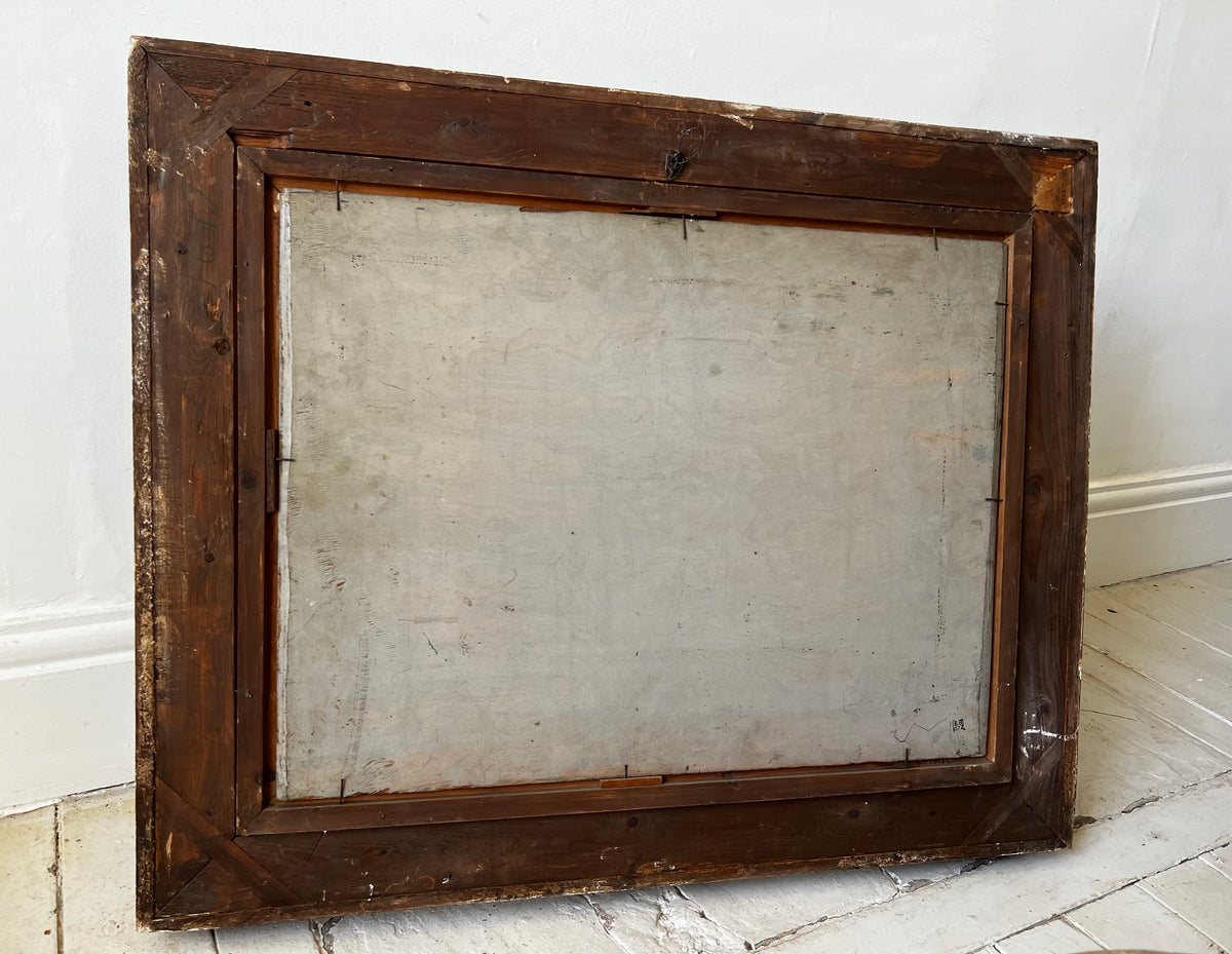 Large Belgian Landscape Oil Painting in beautiful frame
