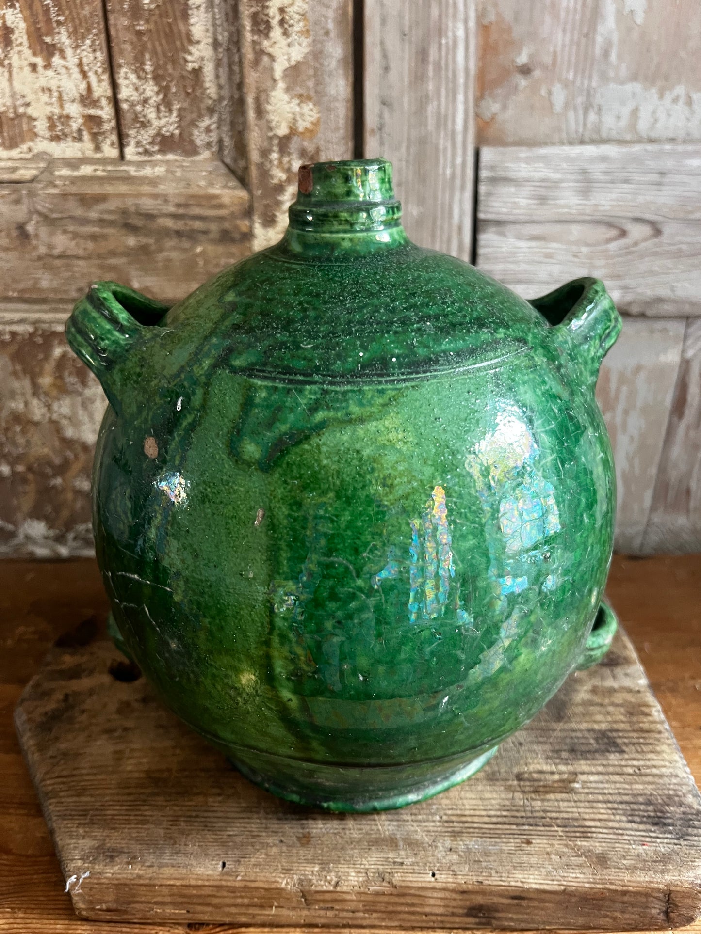 Rare French 19th Century Green Conscience Pot