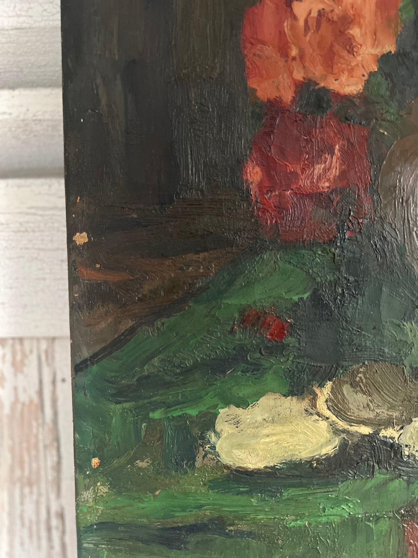 Large Post Impressionist Belgian Oil on Canvas Still Life Painting by Richard-Leon Leutenez 1881-1963 Roses & Oysters