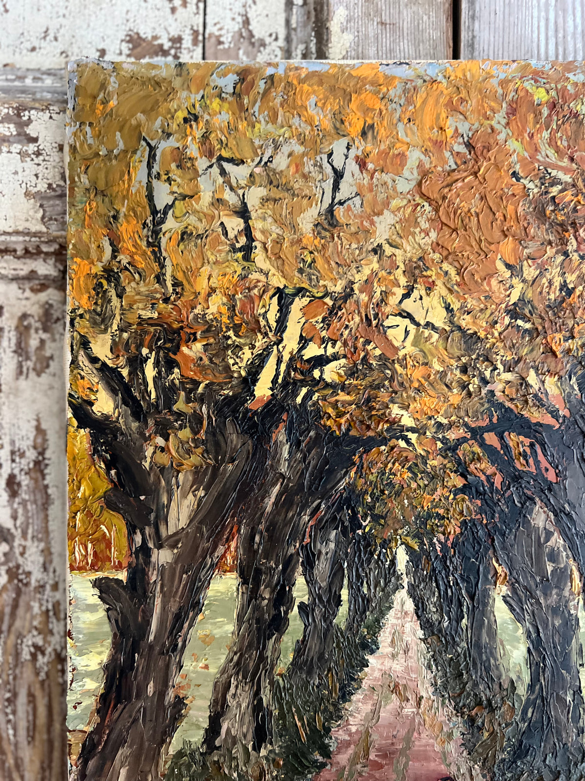 ‘Autumn Trees’ Belgian Oil on Canvas Impasto Painting