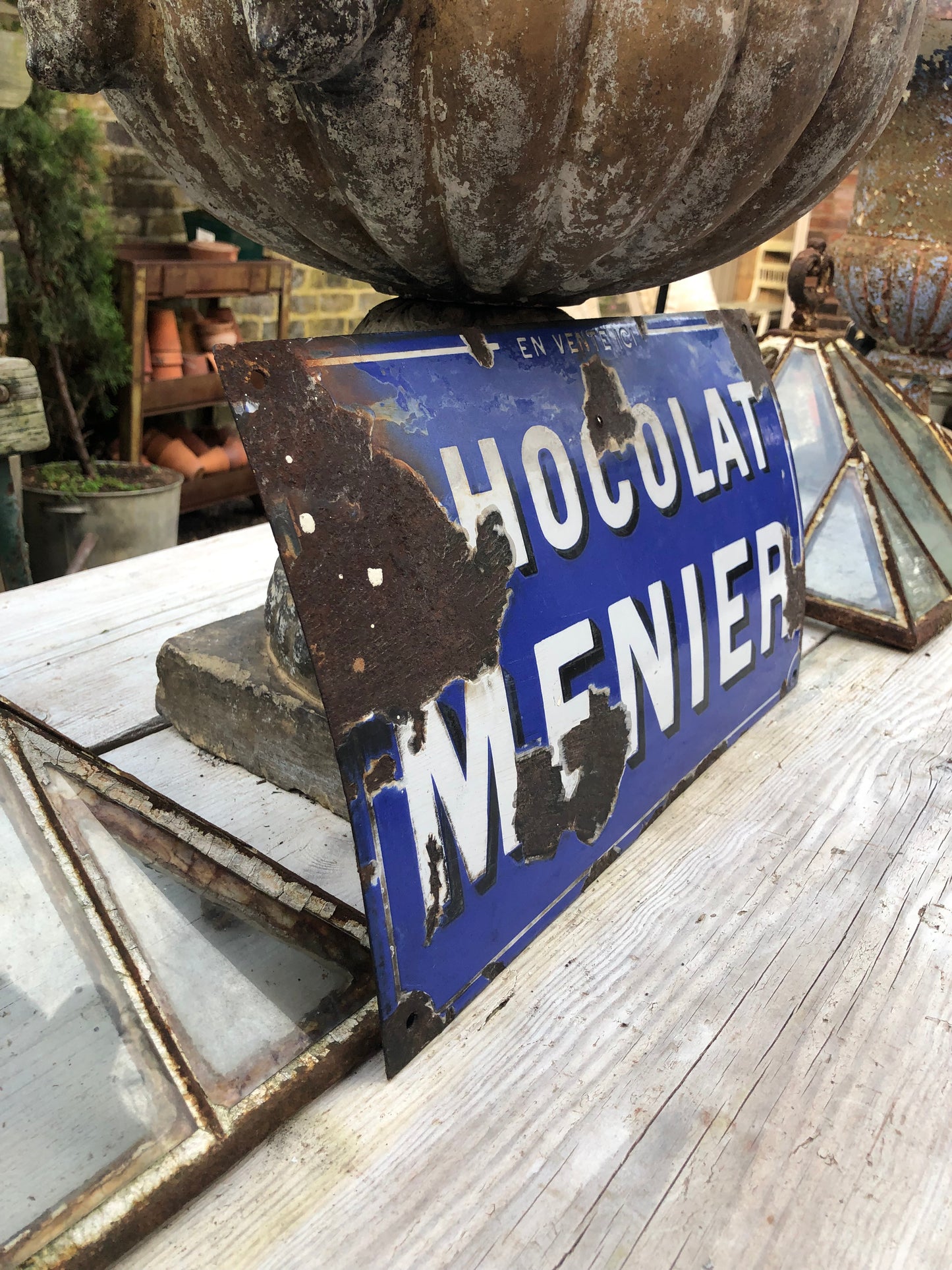 Rare Original Chocolat Menier curved enamel sign