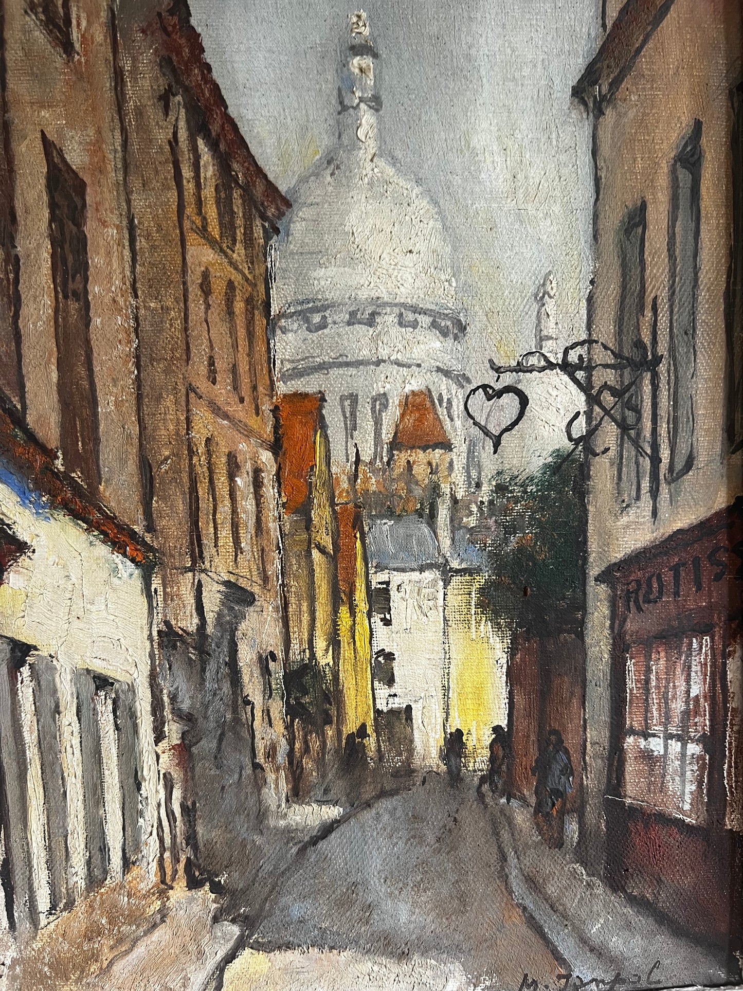 Framed Parisian Oil on Canvas Painting