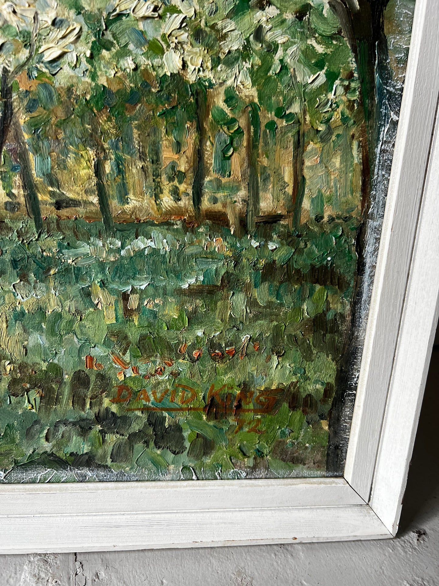 Large Vintage French Mid Century Landscape Oil Painting ‘ Spring ‘