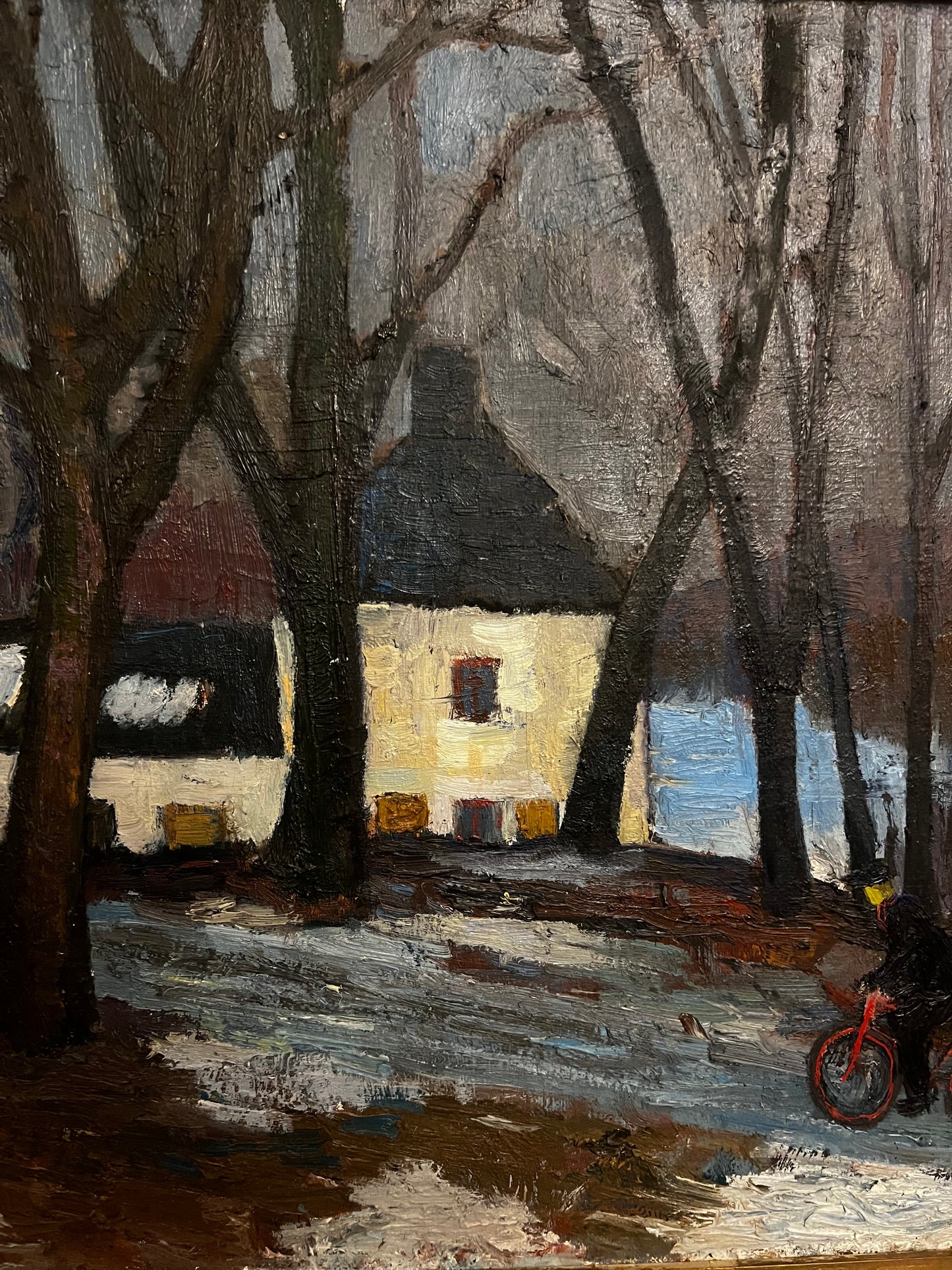 Large Framed Swedish Oil on Canvas Mid Century Painting