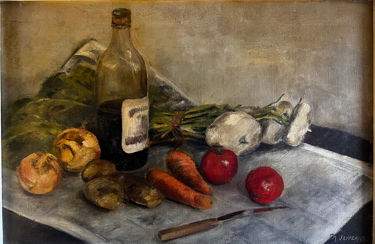 Gorgeous Vintage Kitchen Still Life Oil Painting on Canvas