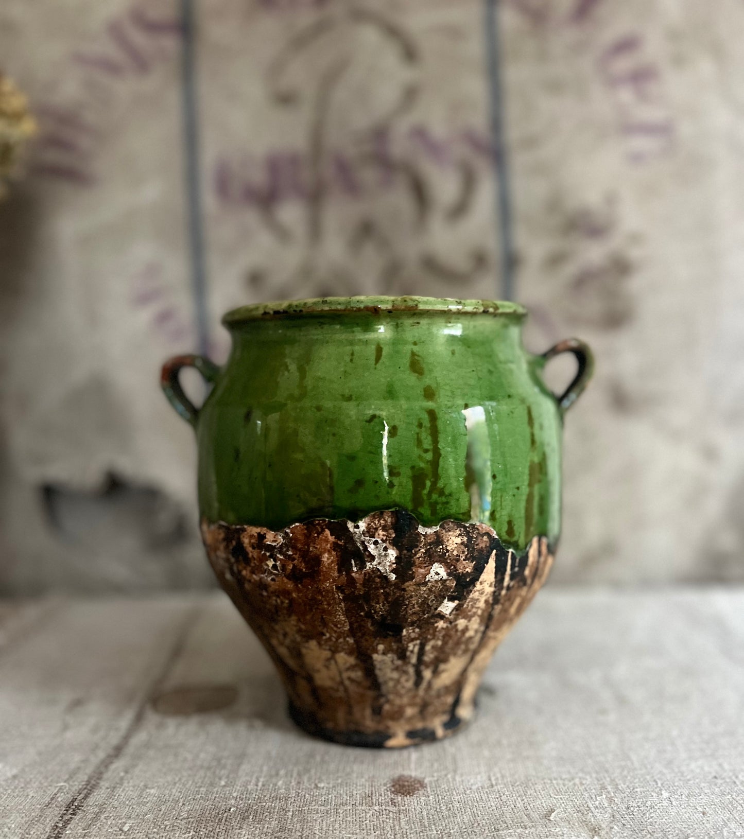 Antique Green French Confit Pot