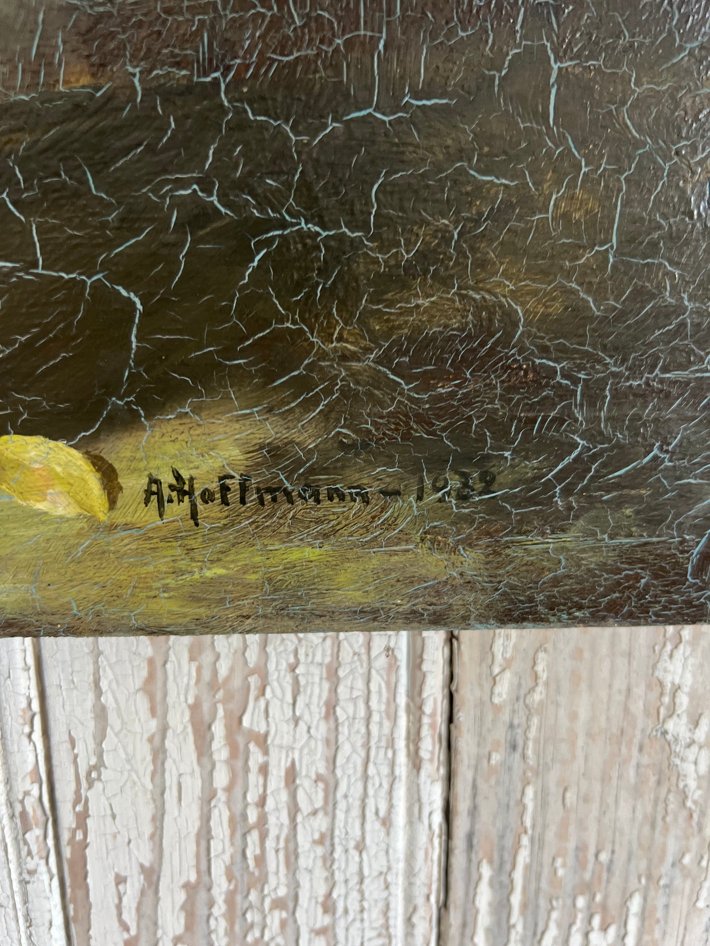 French Oil on Board Floral Painting dated 1932 by. A Hoffman