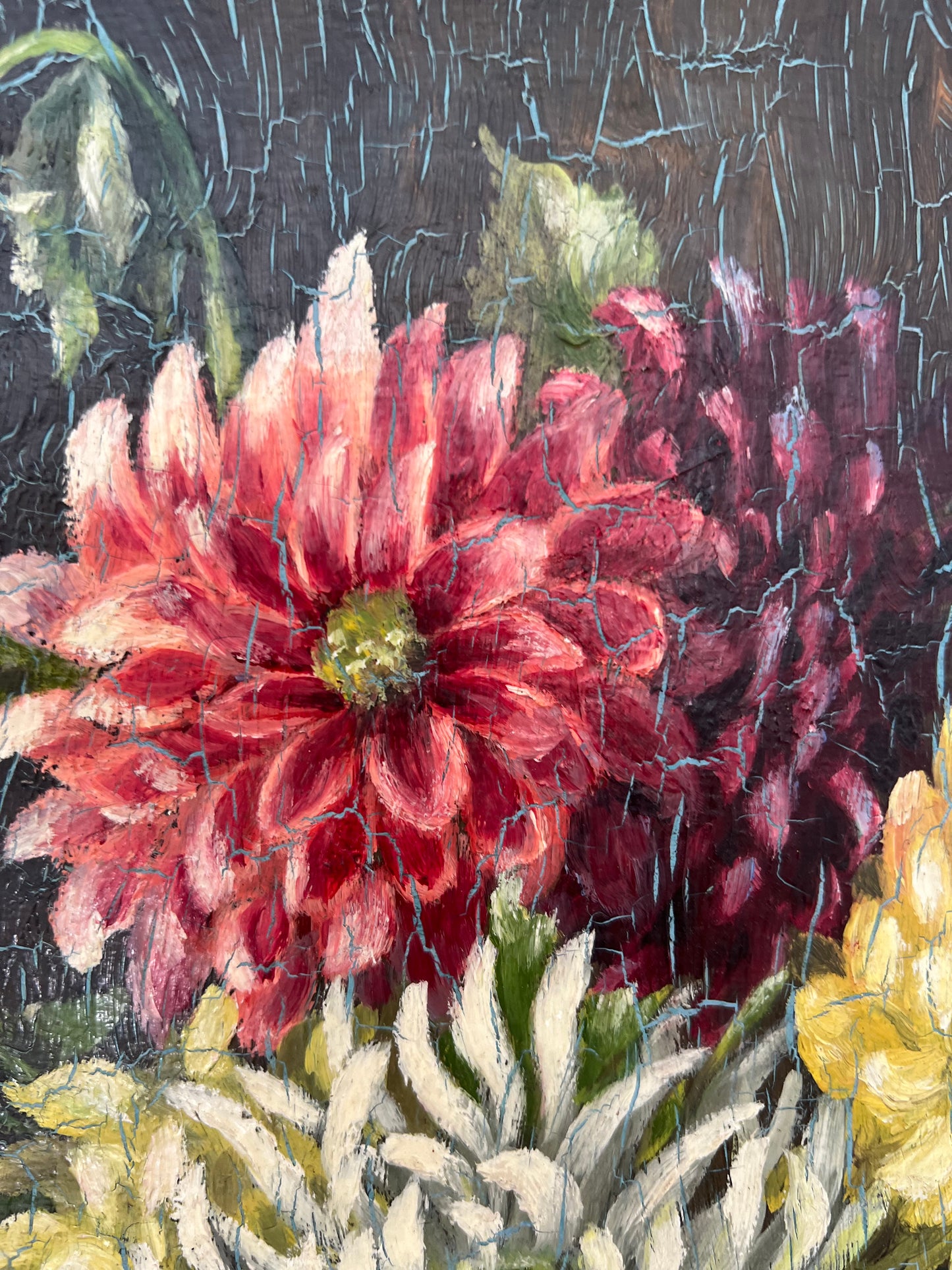 French Oil on Board Floral Painting dated 1932 by. A Hoffman