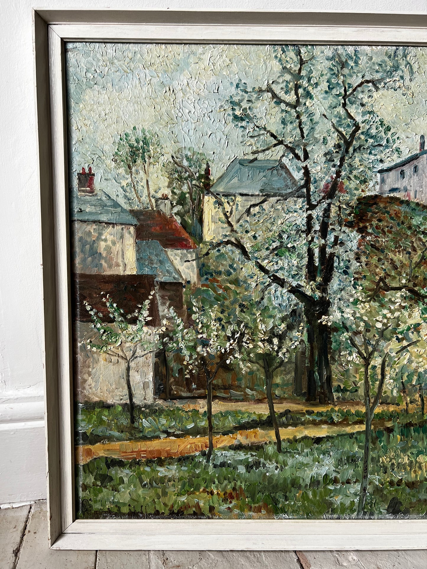Large Vintage French Mid Century Landscape Oil Painting ‘ Spring ‘