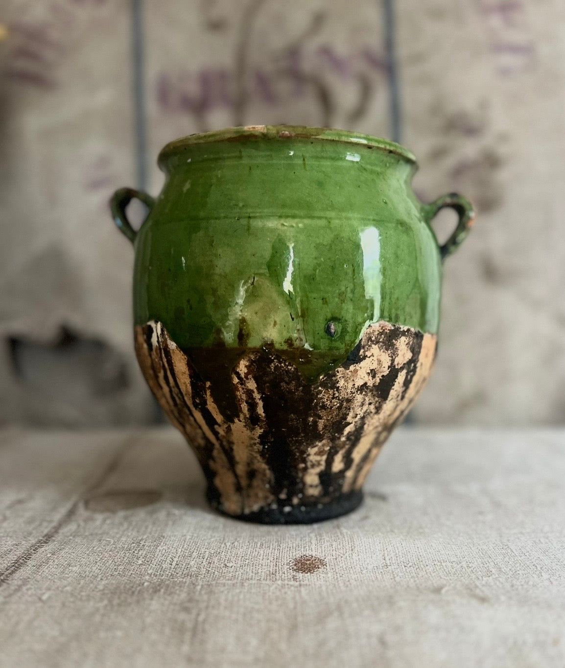 19th Century French Green Confit Pot
