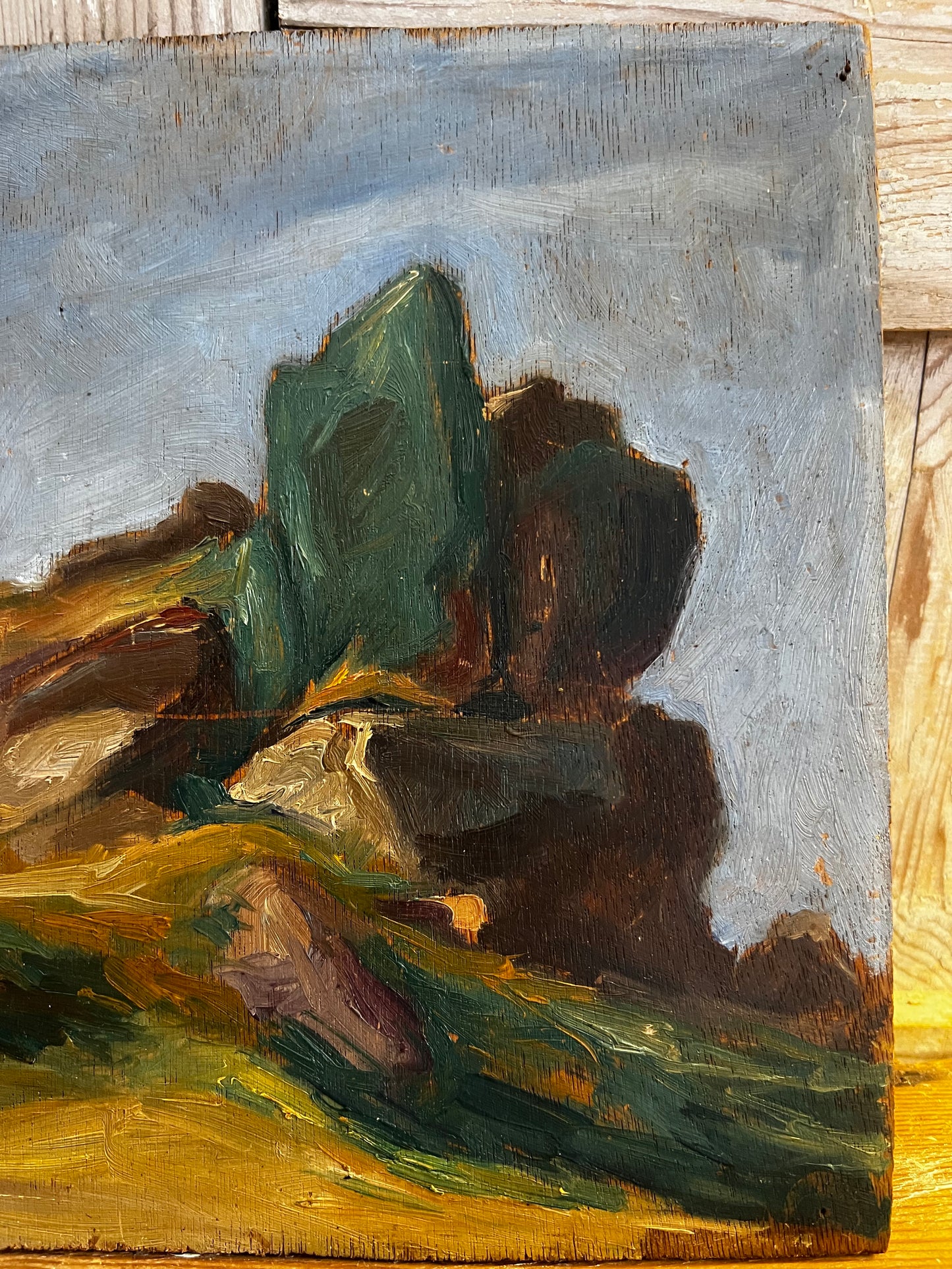 French Oil on Board Landscape Painting
