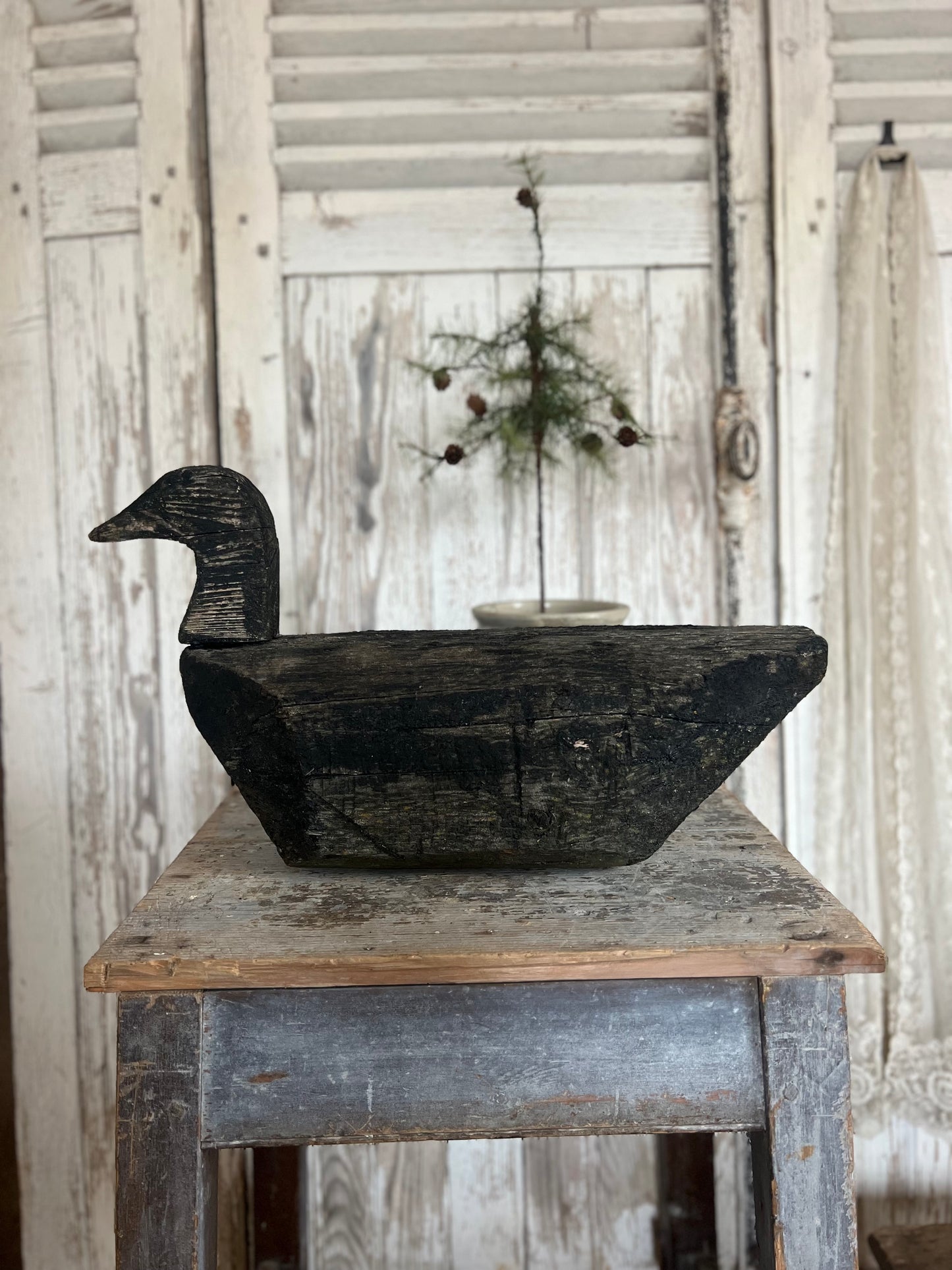 Huge Wooden French Antique Decoy Duck