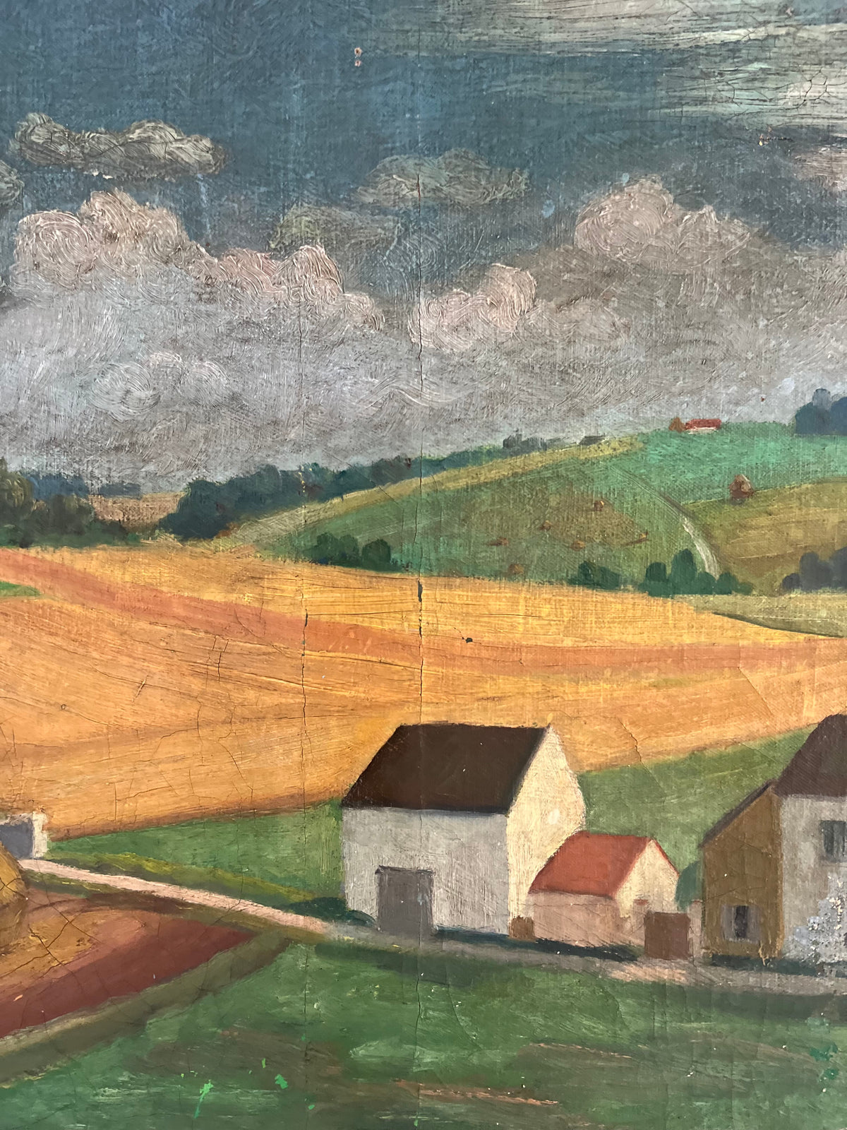 Vintage French Oil on Canvas Painting 1944