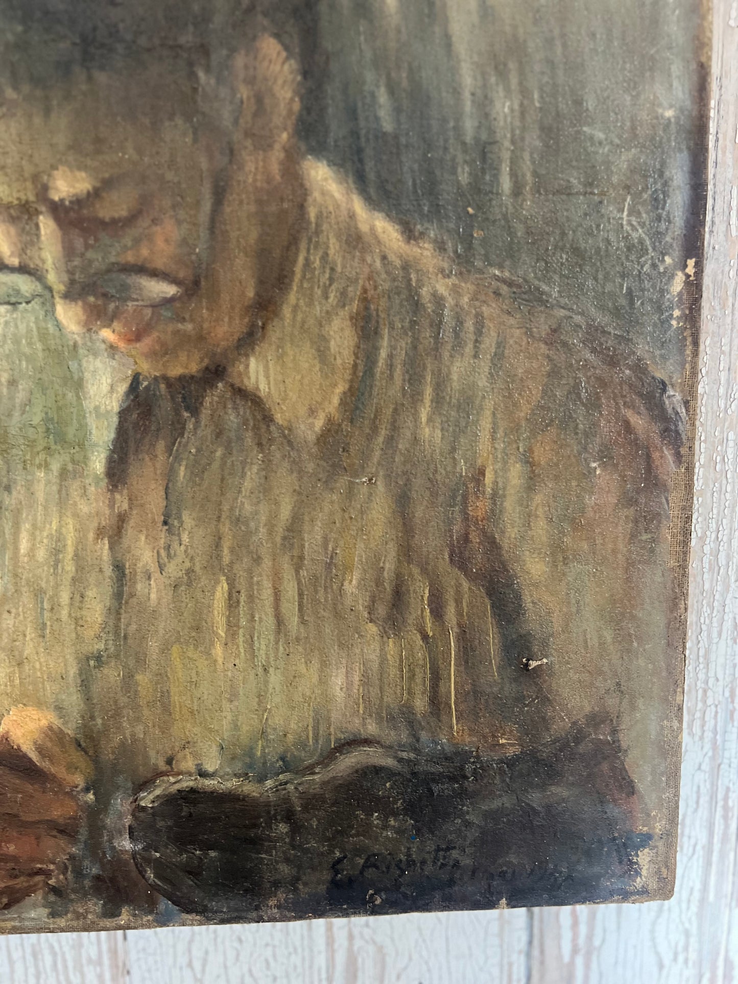 Portrait Oil on Canvas Painting by Edouard Righetti