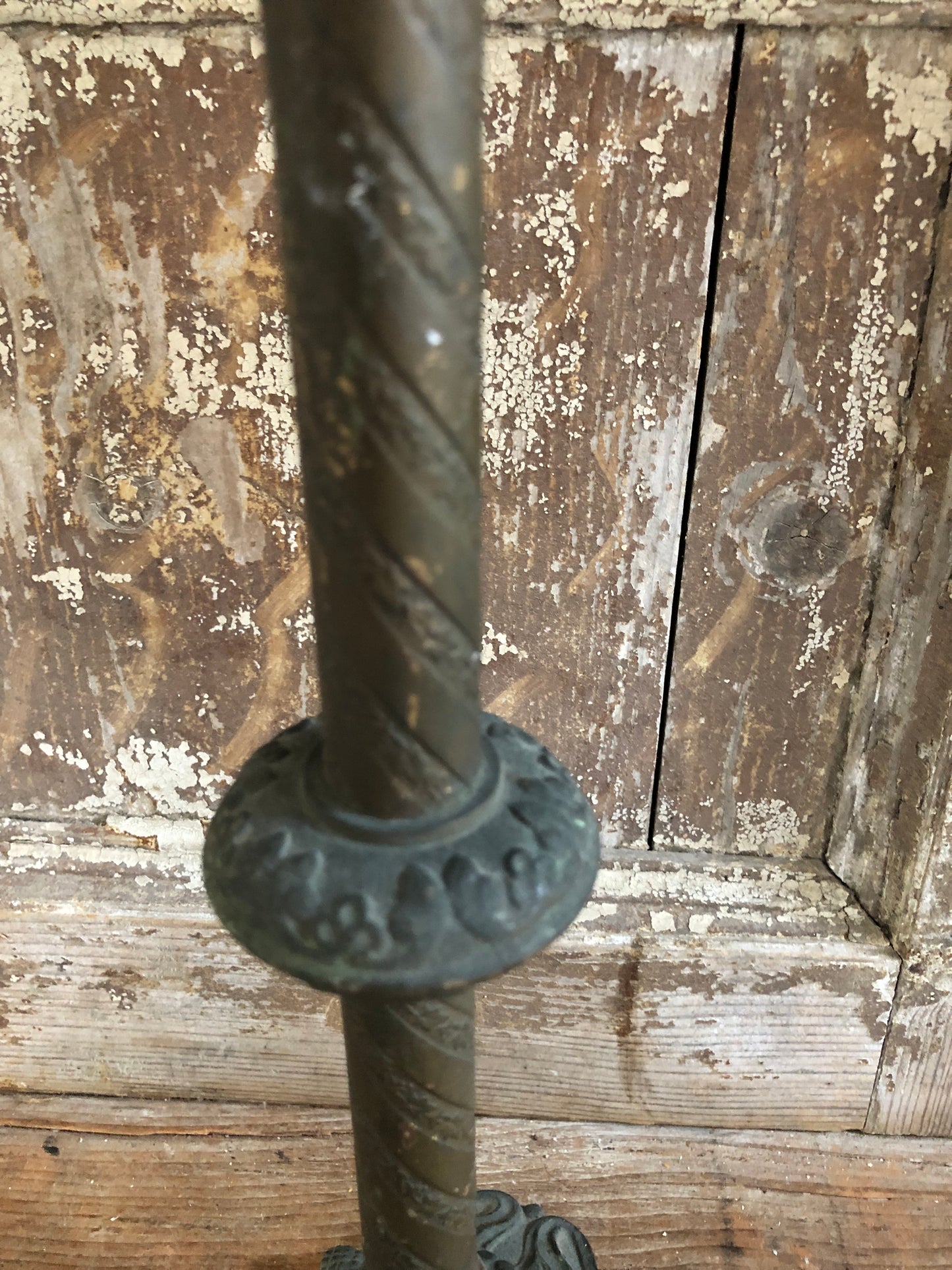 19th Century French Ecclesiastical Metal Candlestick